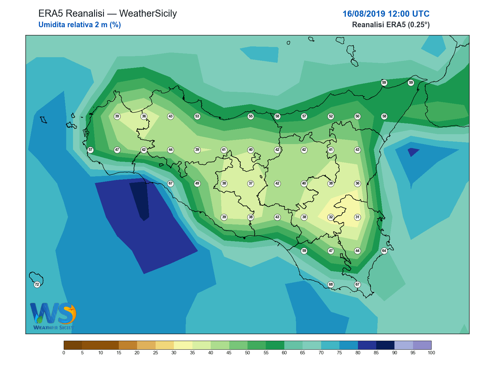 Umidità relativa 2 m · 2019081612