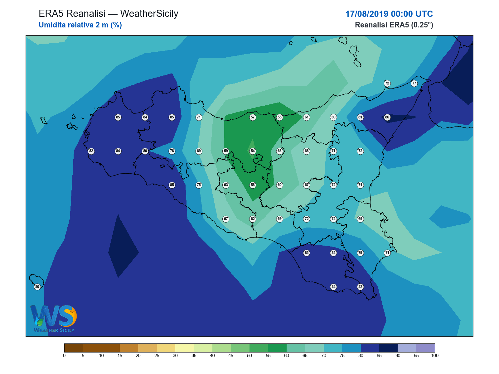 Umidità relativa 2 m · 2019081700