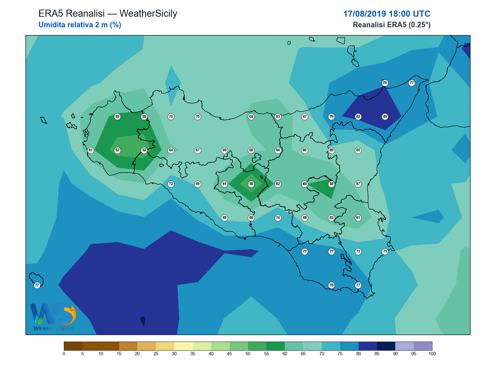 Umidità relativa 2 m · 2019081718
