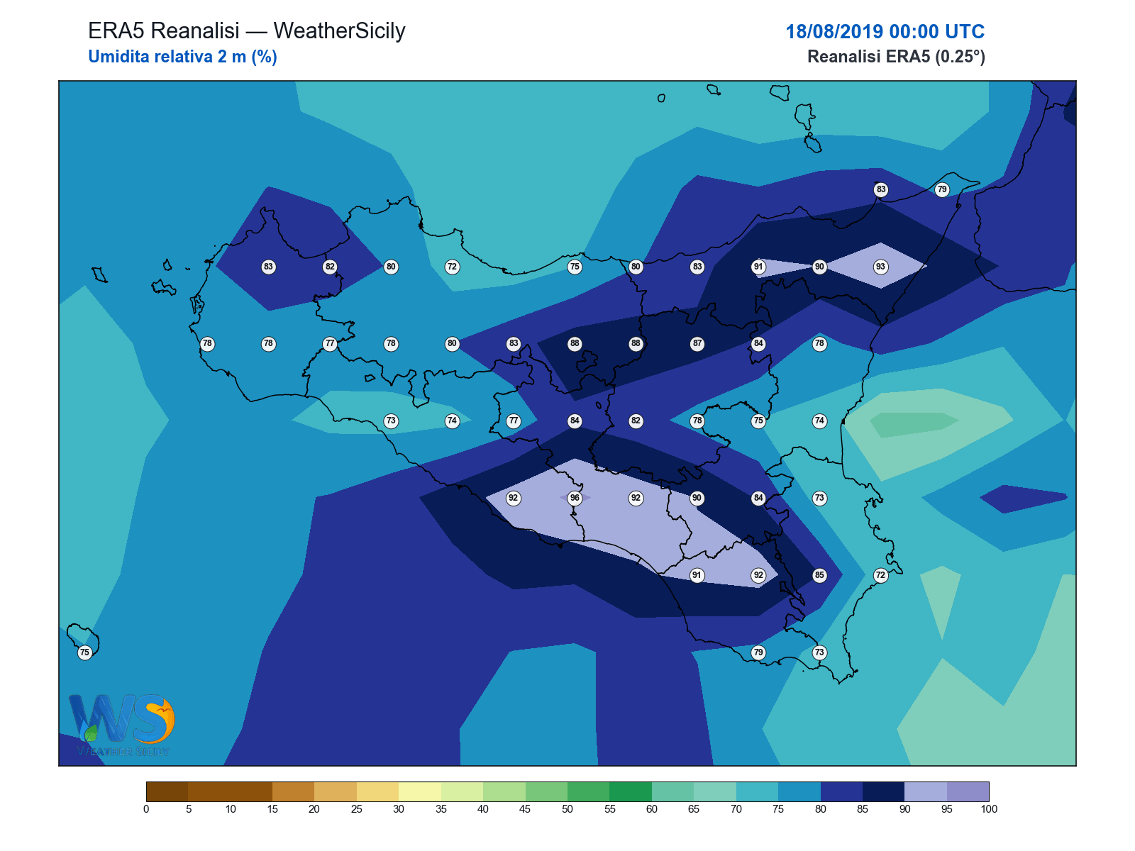 Umidità relativa 2 m · 2019081800