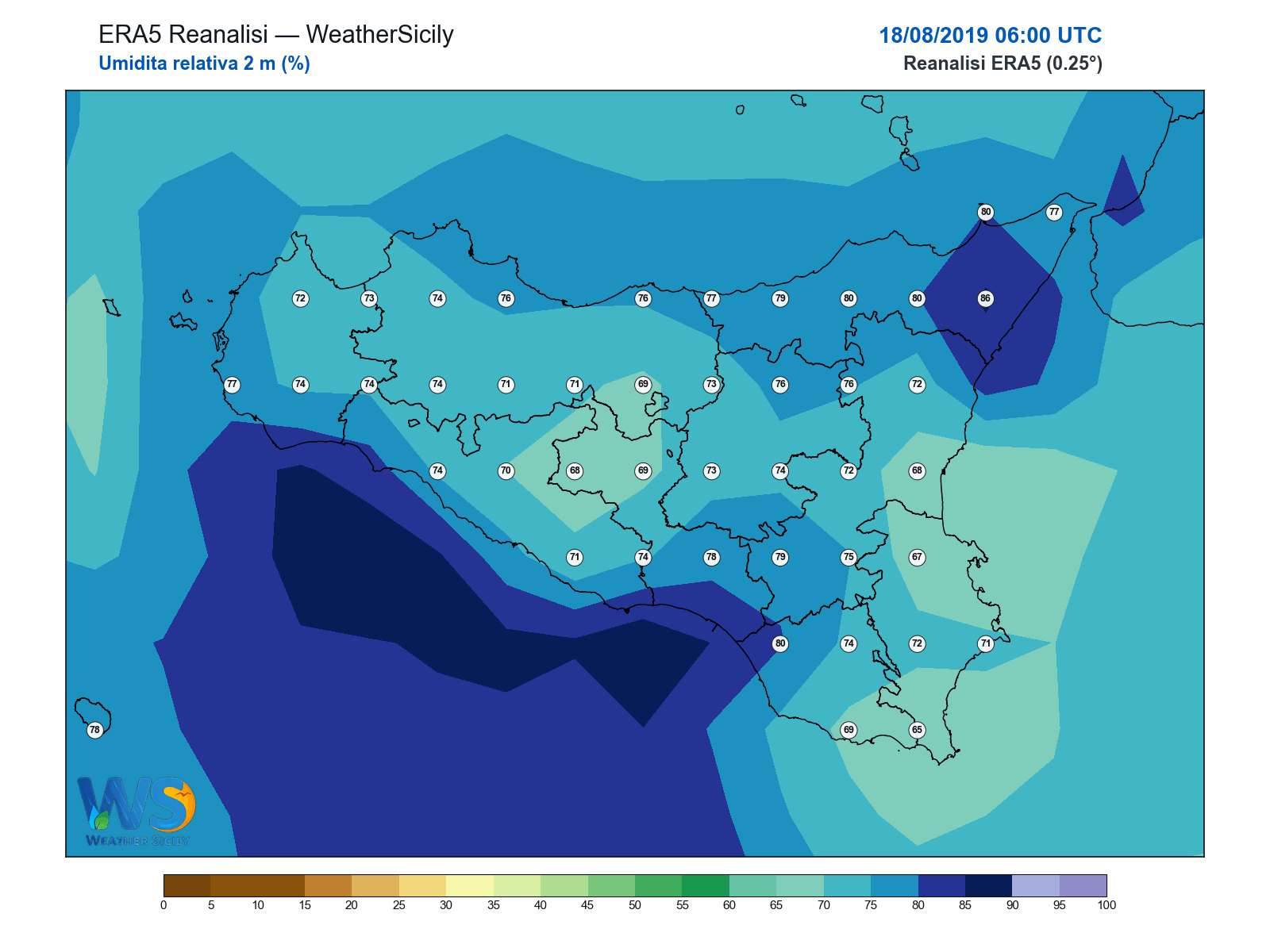 Umidità relativa 2 m · 2019081806