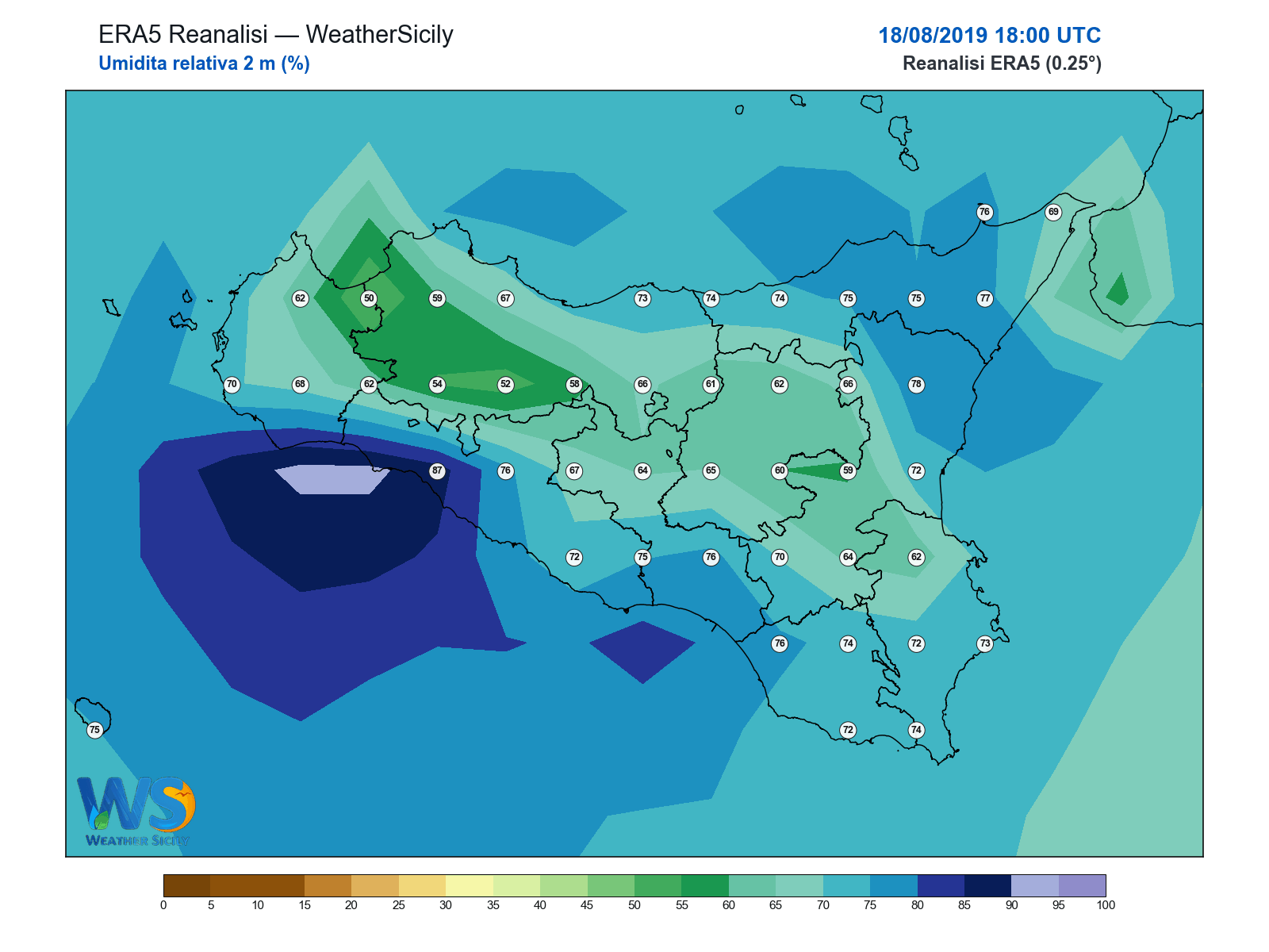 Umidità relativa 2 m · 2019081818