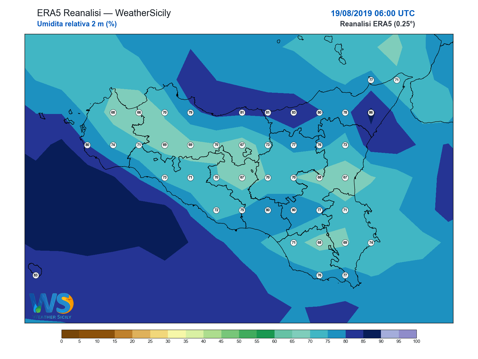 Umidità relativa 2 m · 2019081906