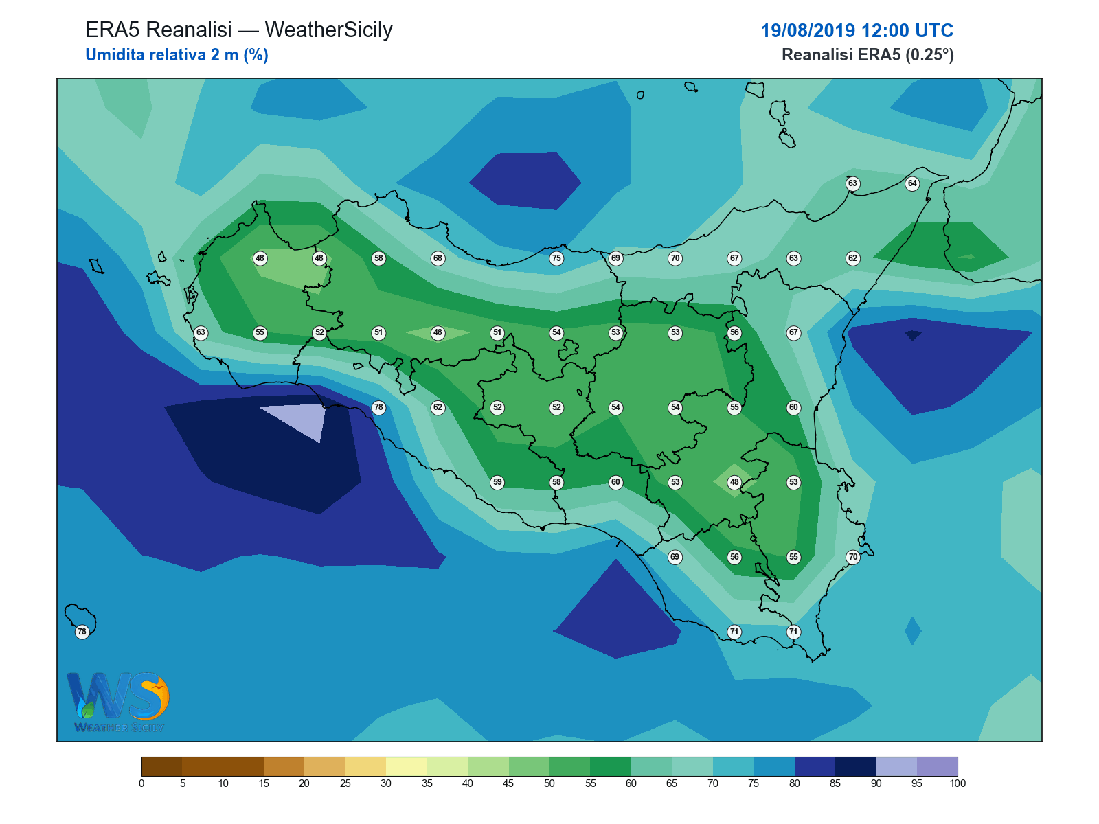 Umidità relativa 2 m · 2019081912