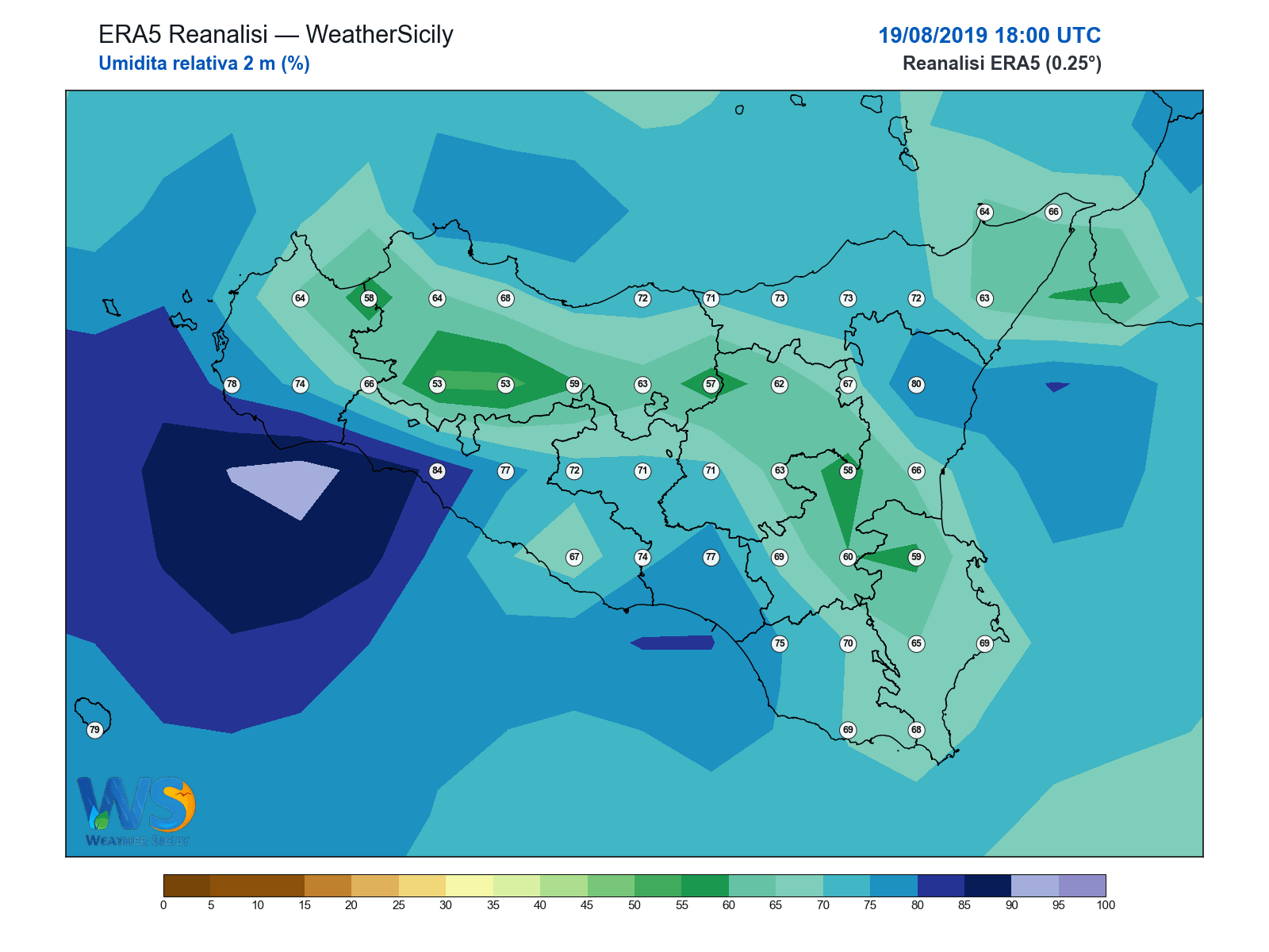 Umidità relativa 2 m · 2019081918