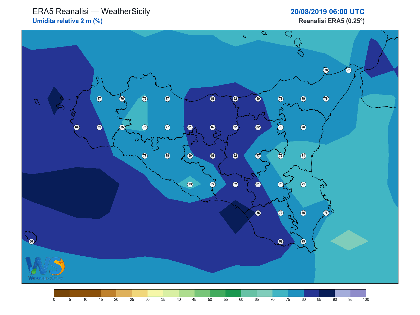 Umidità relativa 2 m · 2019082006