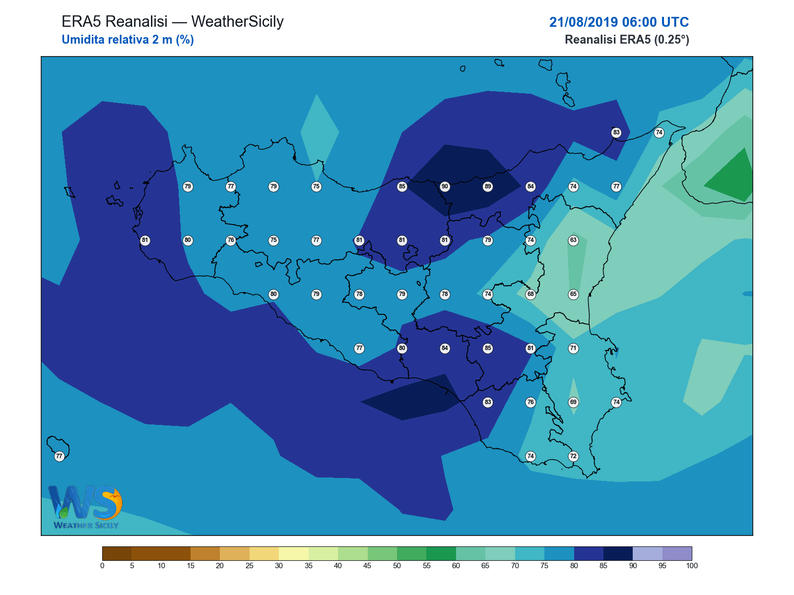 Umidità relativa 2 m · 2019082106