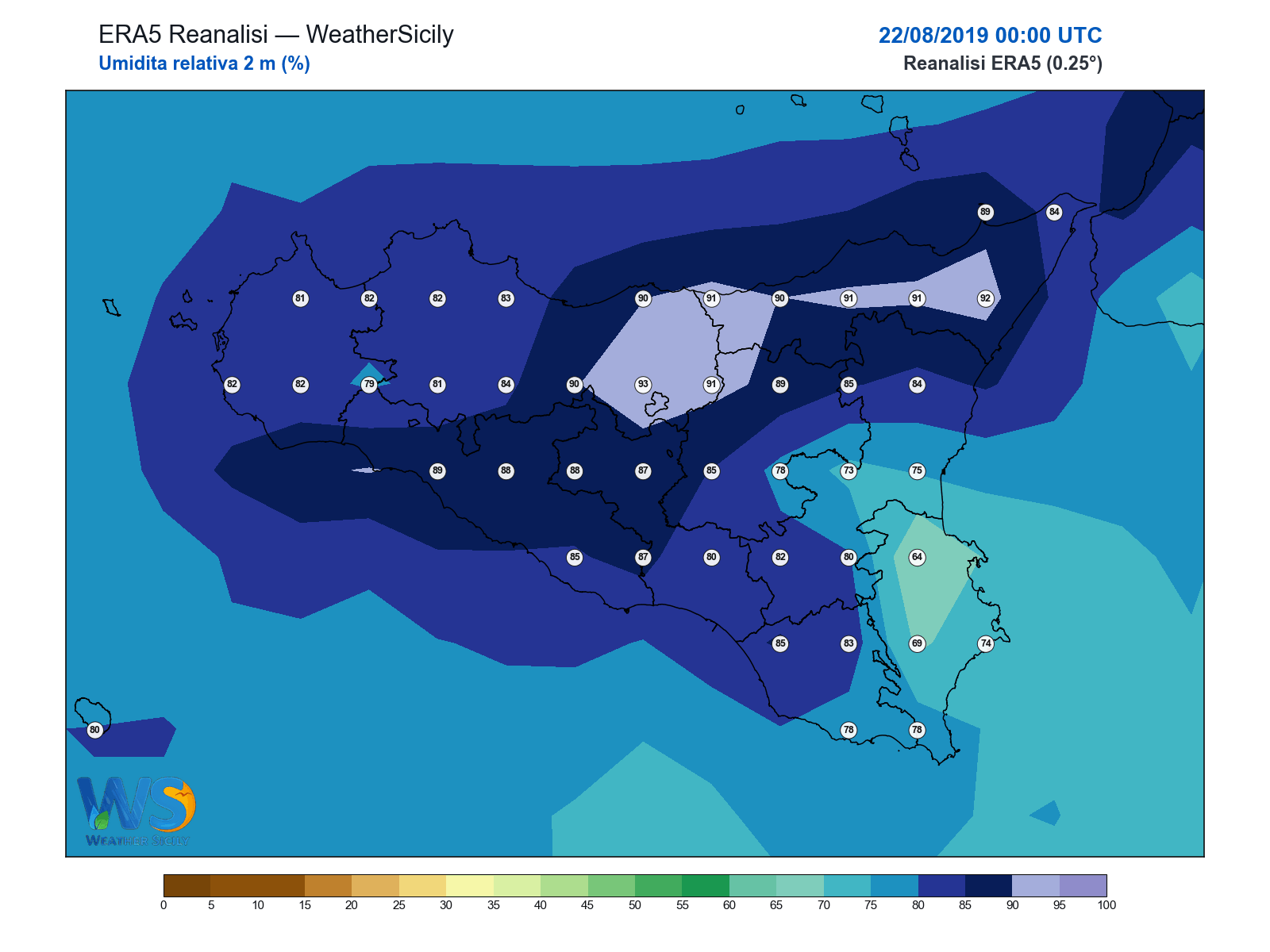 Umidità relativa 2 m · 2019082200