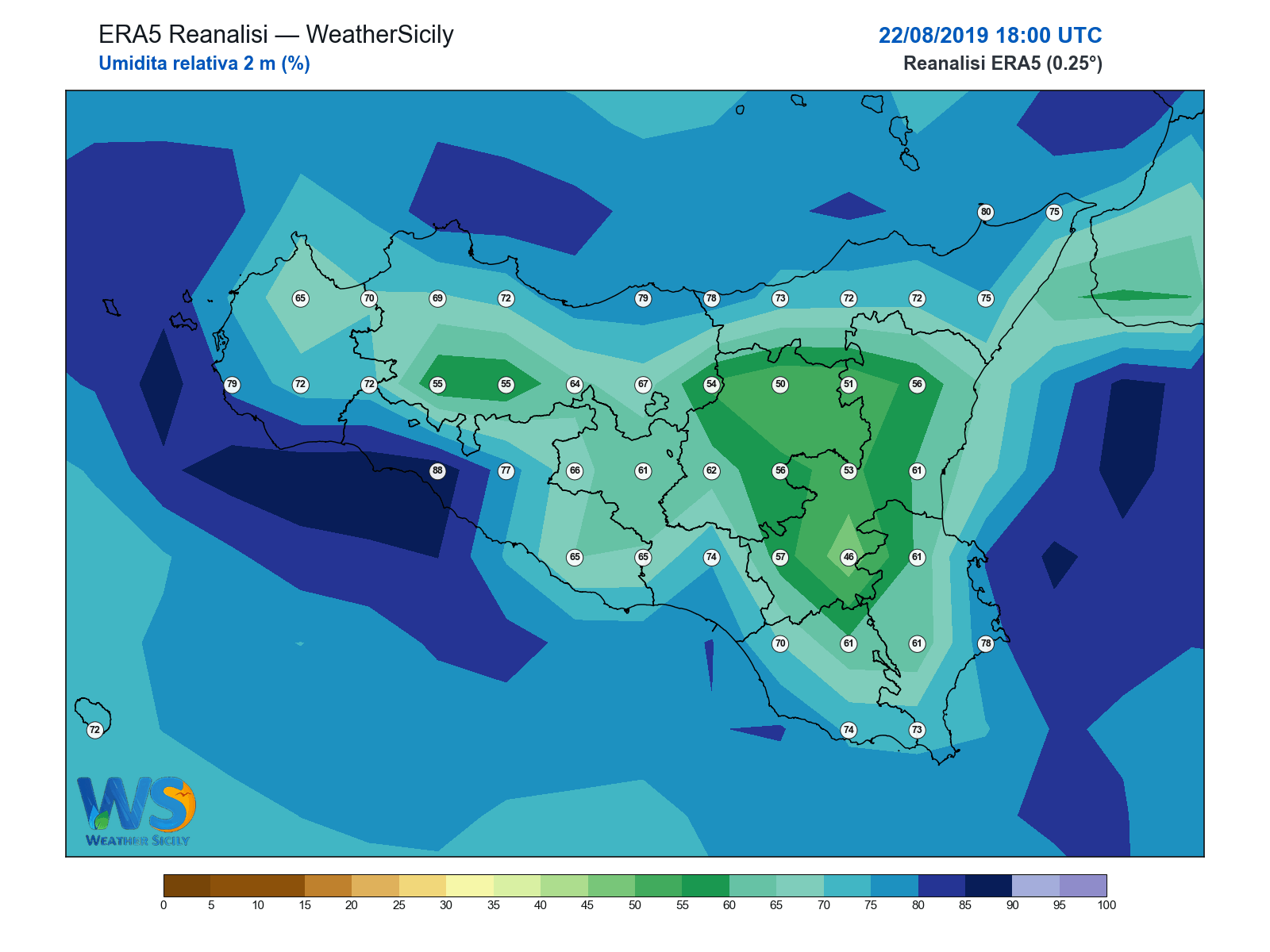 Umidità relativa 2 m · 2019082218