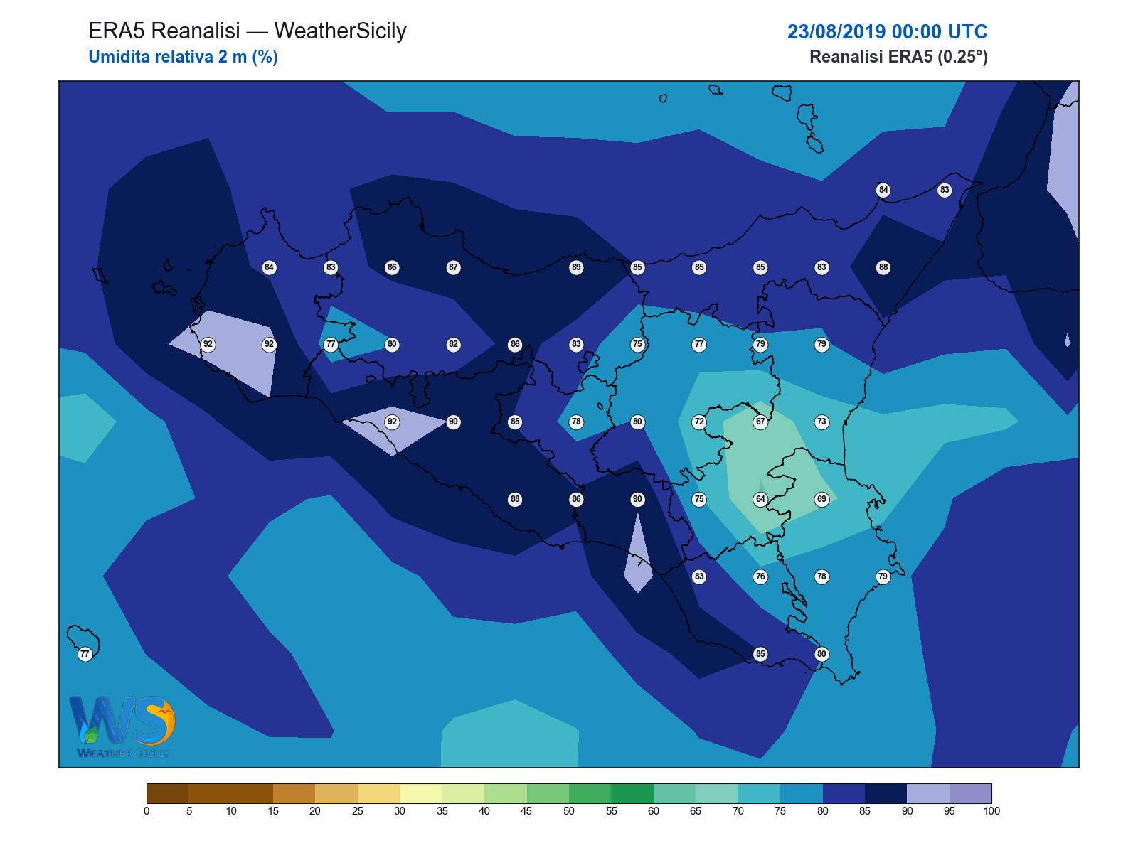 Umidità relativa 2 m · 2019082300