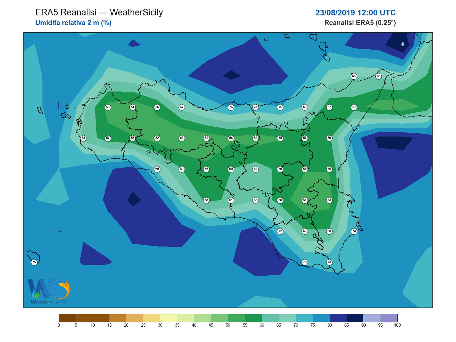 Umidità relativa 2 m · 2019082312