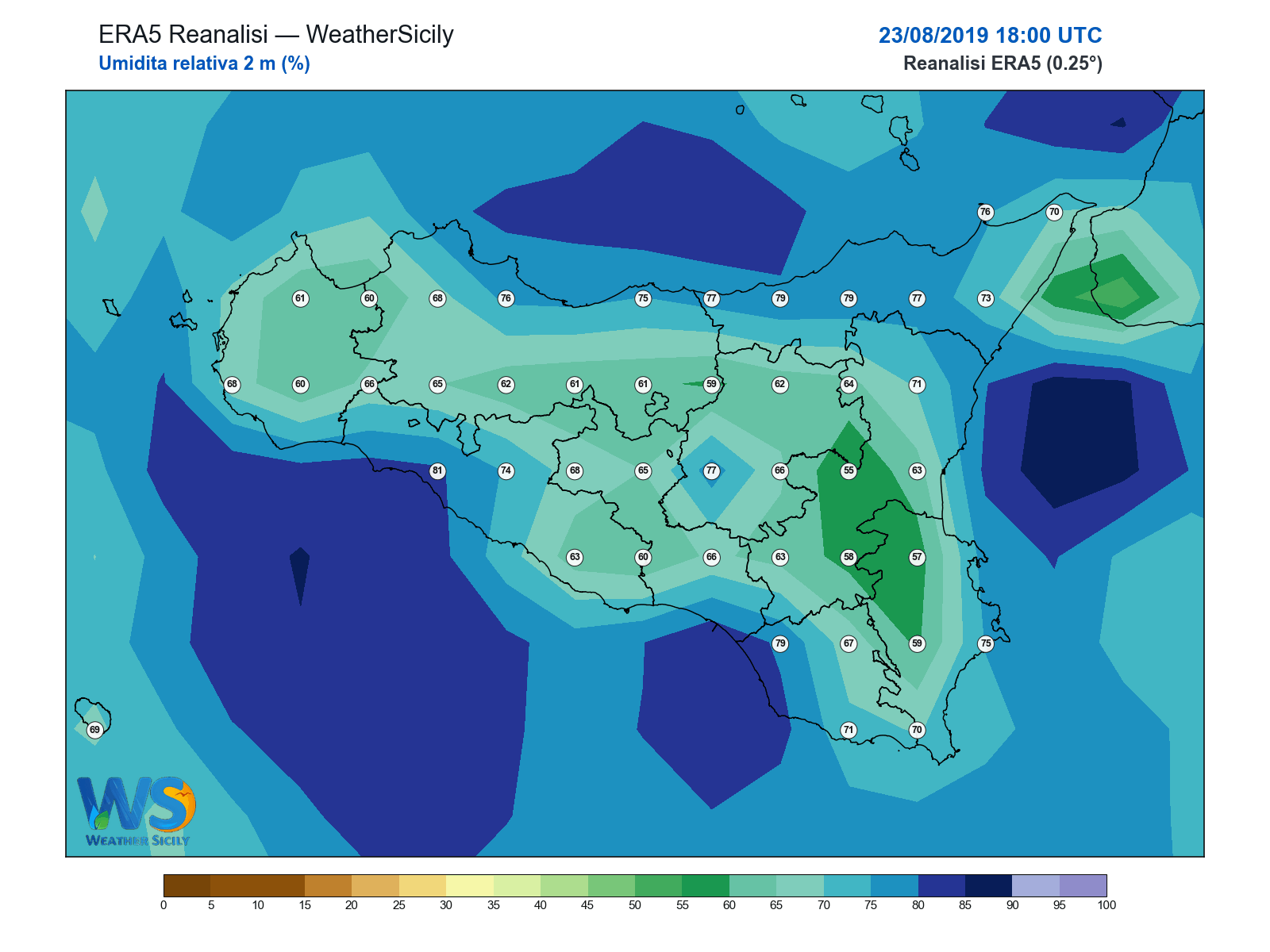 Umidità relativa 2 m · 2019082318