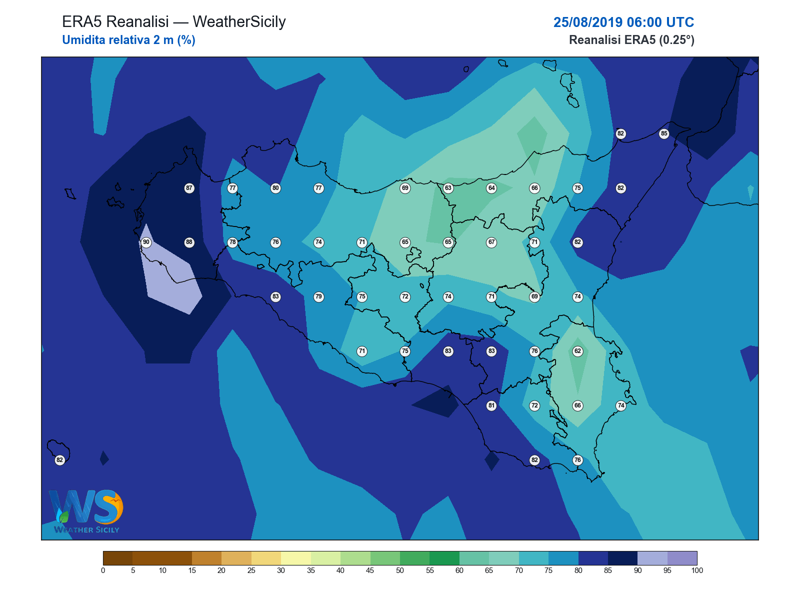 Umidità relativa 2 m · 2019082506