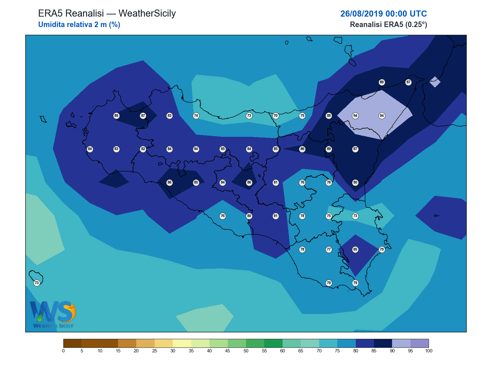 Umidità relativa 2 m · 2019082600