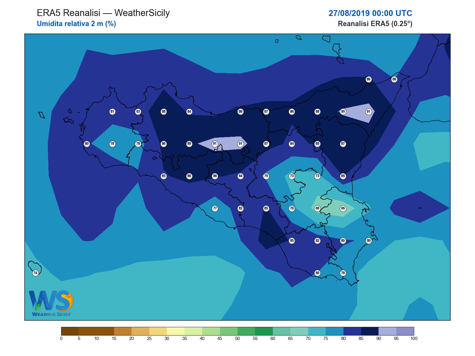 Umidità relativa 2 m · 2019082700