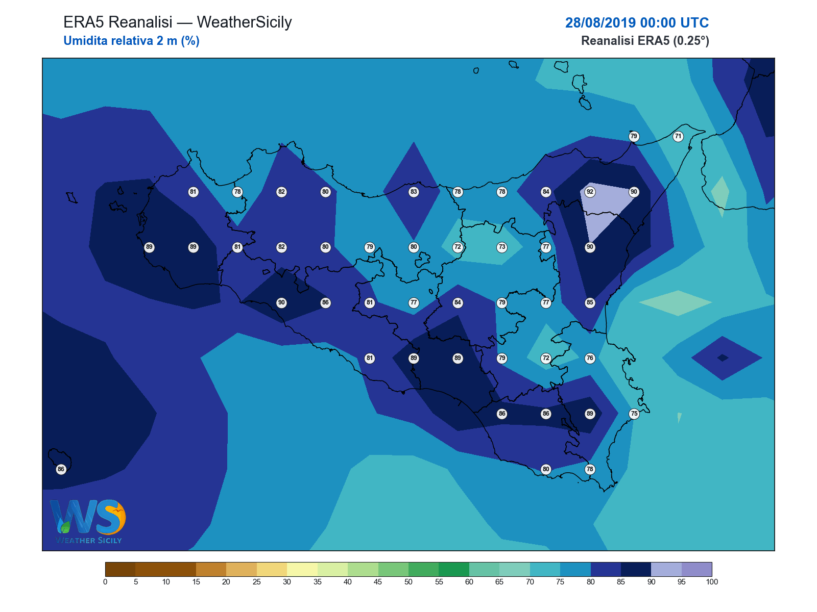 Umidità relativa 2 m · 2019082800