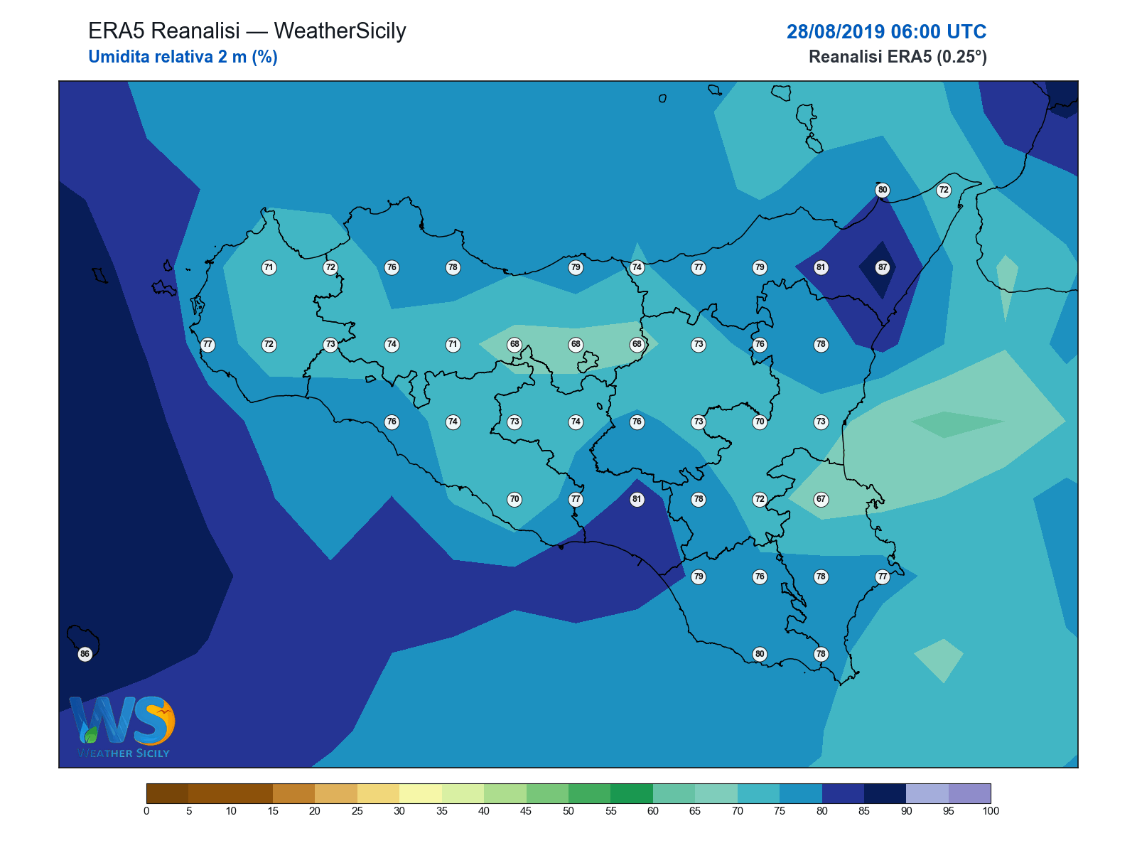 Umidità relativa 2 m · 2019082806