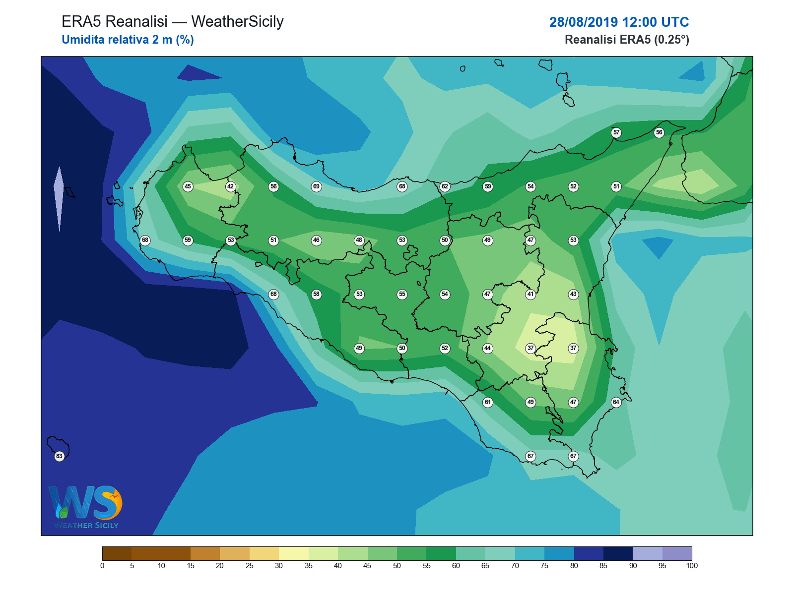 Umidità relativa 2 m · 2019082812