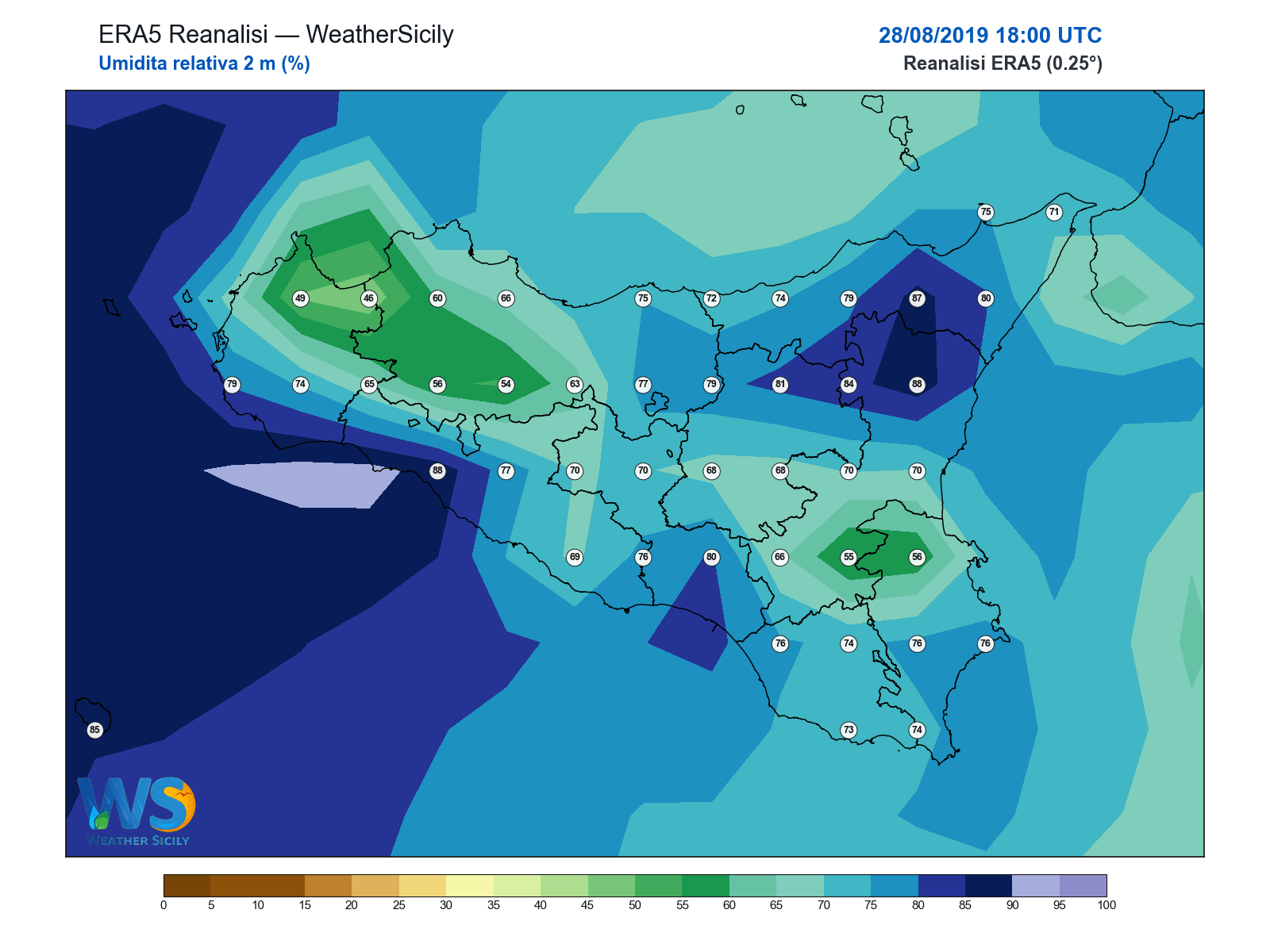 Umidità relativa 2 m · 2019082818