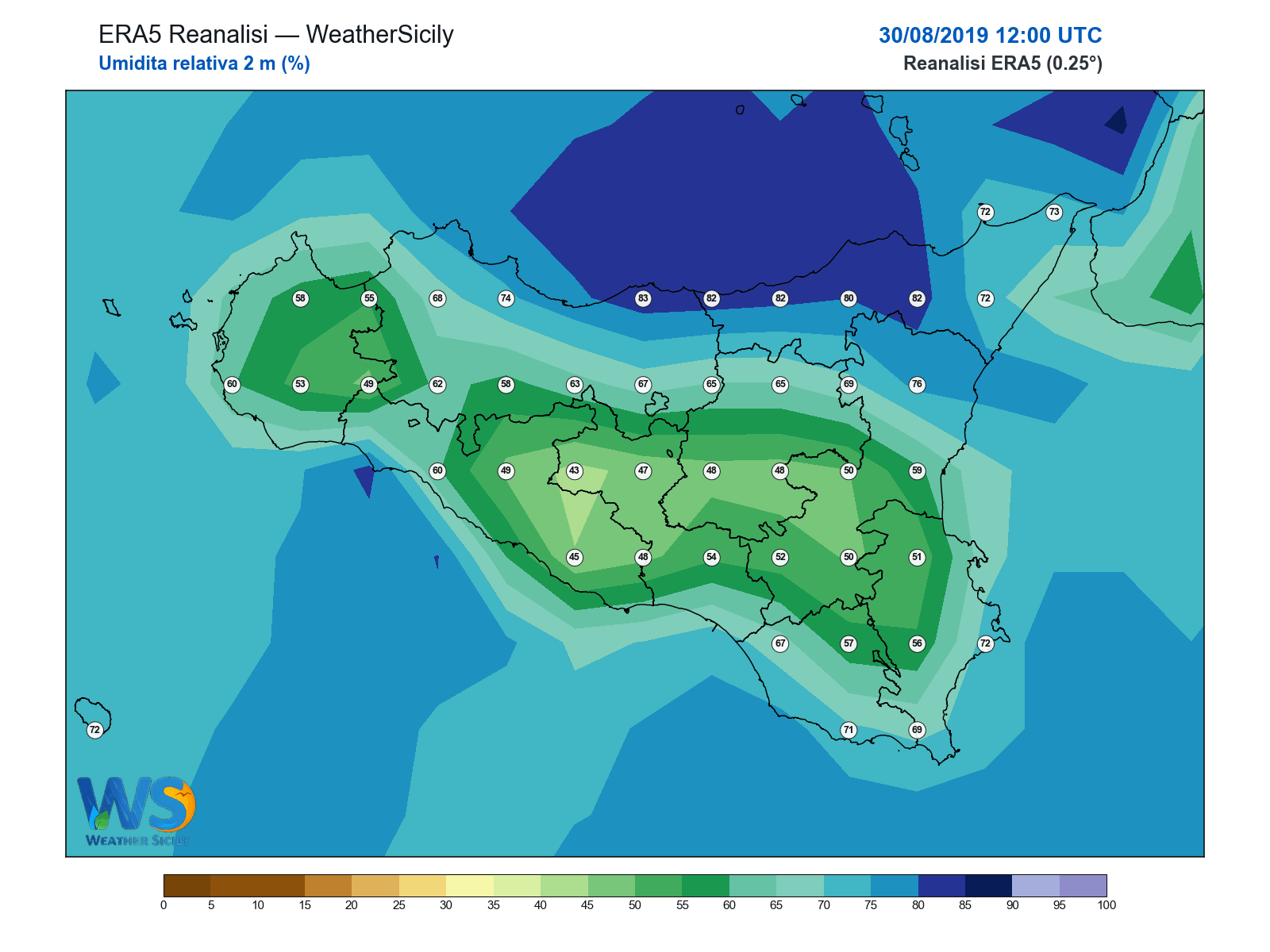 Umidità relativa 2 m · 2019083012