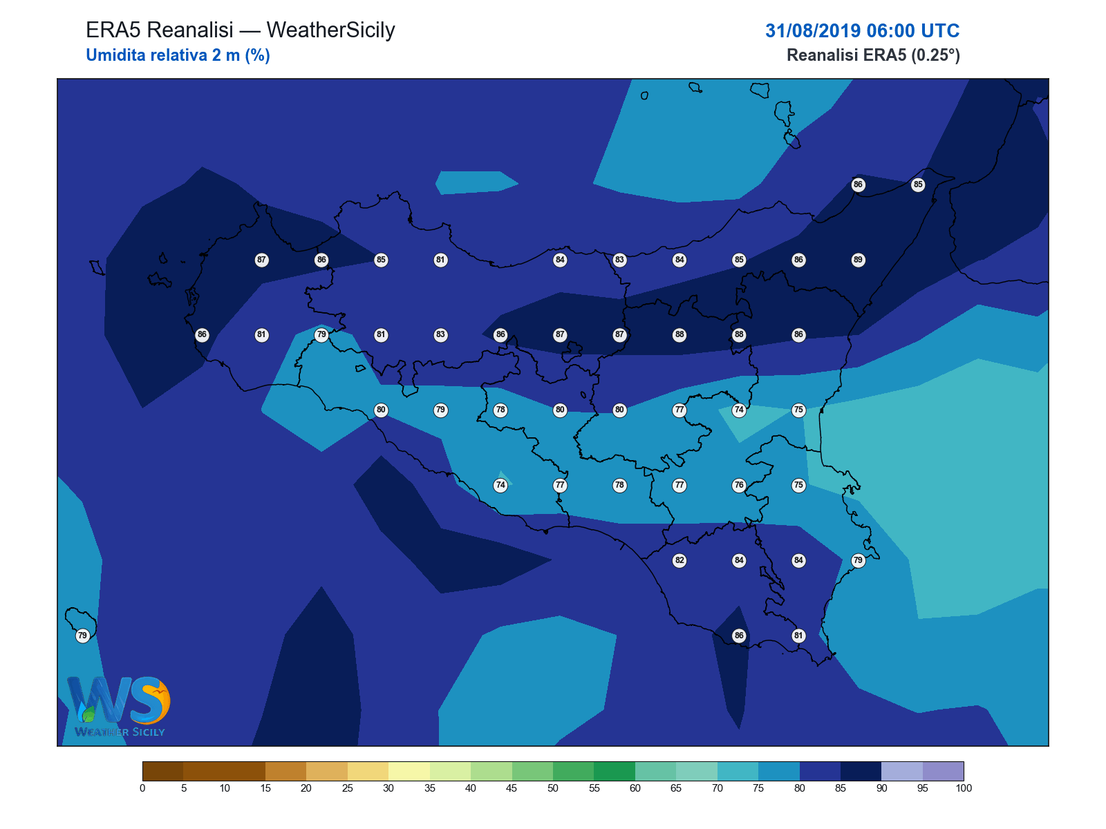 Umidità relativa 2 m · 2019083106