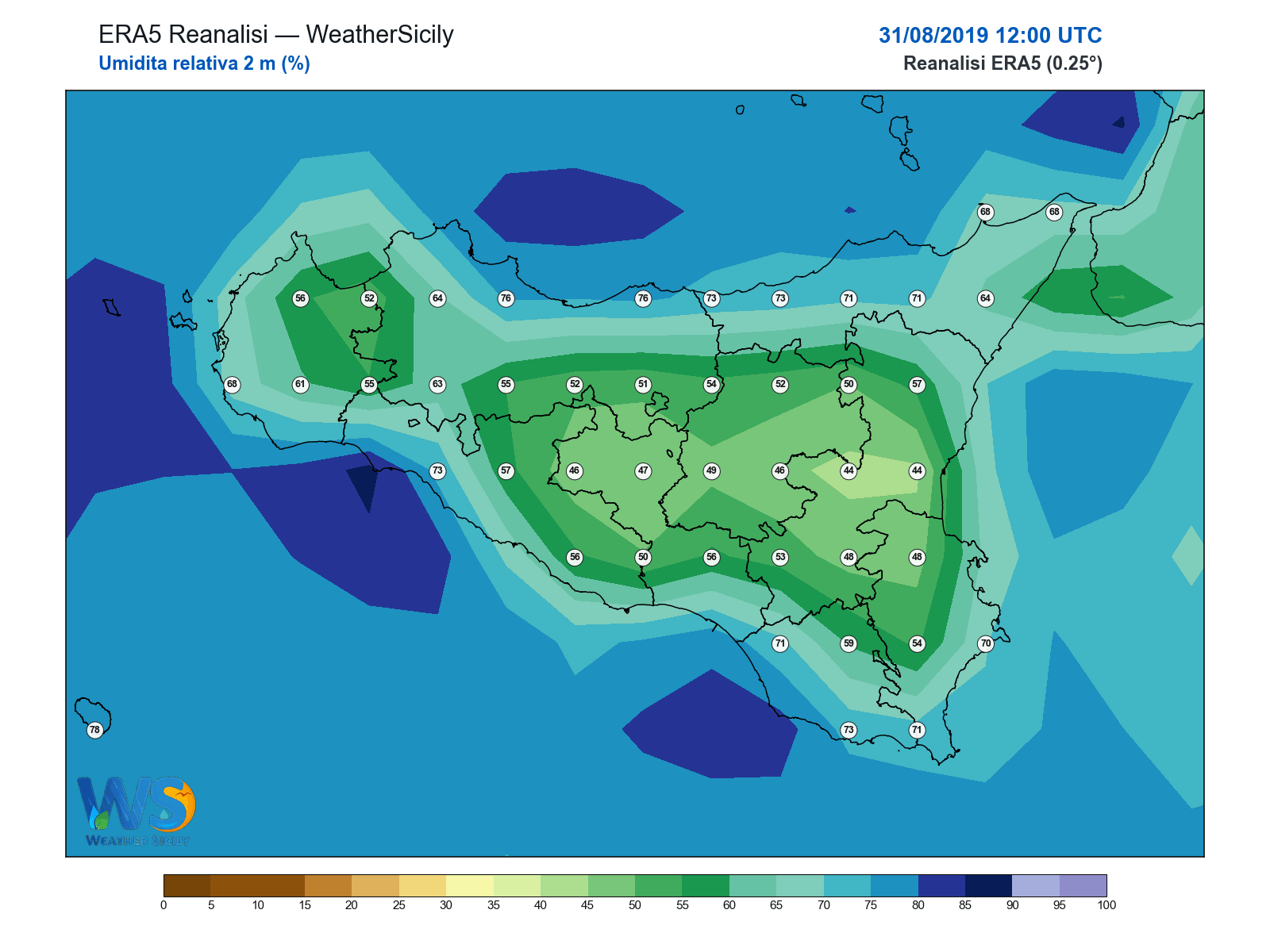 Umidità relativa 2 m · 2019083112