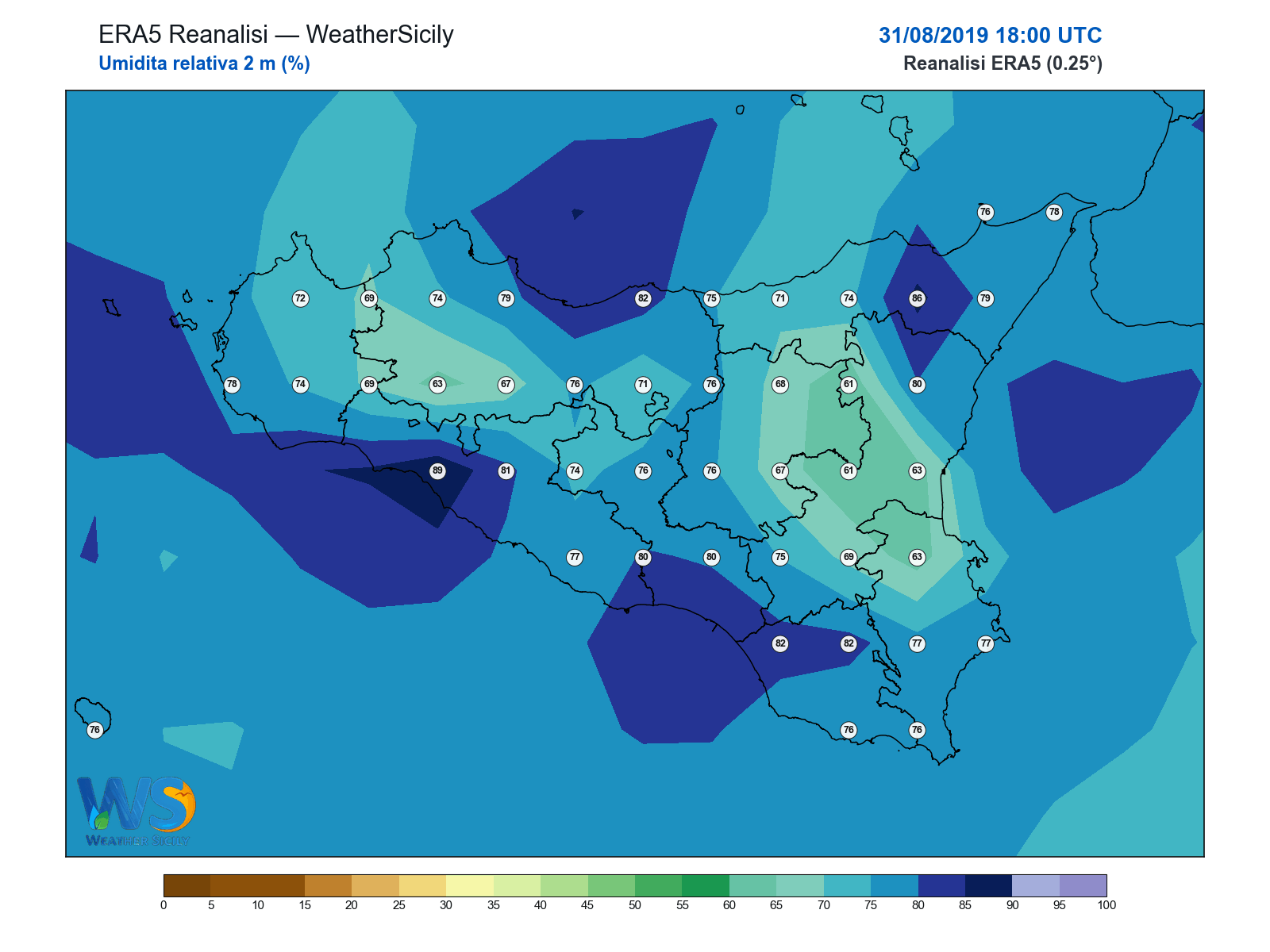 Umidità relativa 2 m · 2019083118