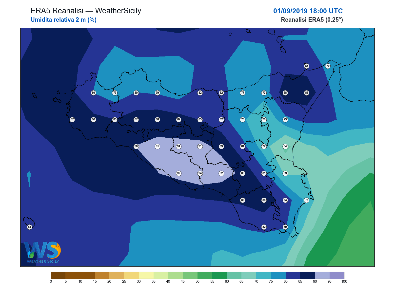 Umidità relativa 2 m · 2019090118