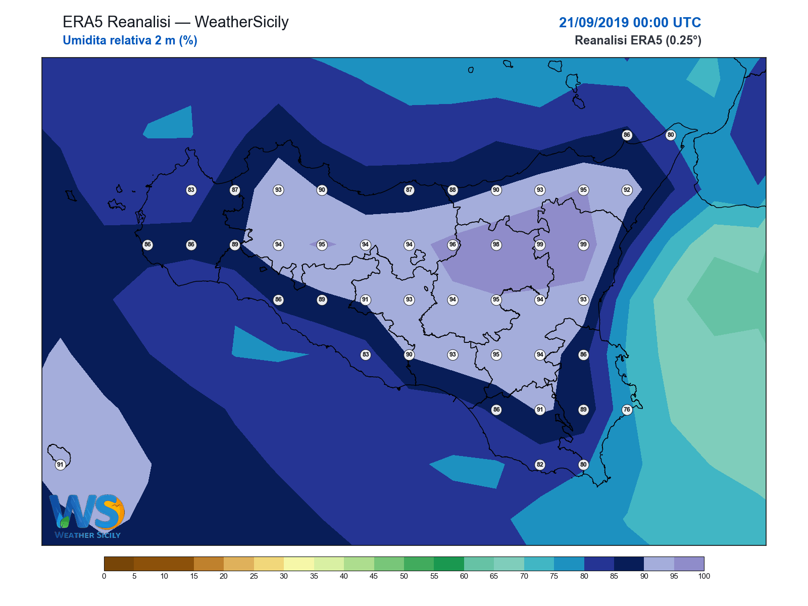 Umidità relativa 2 m · 2019092100