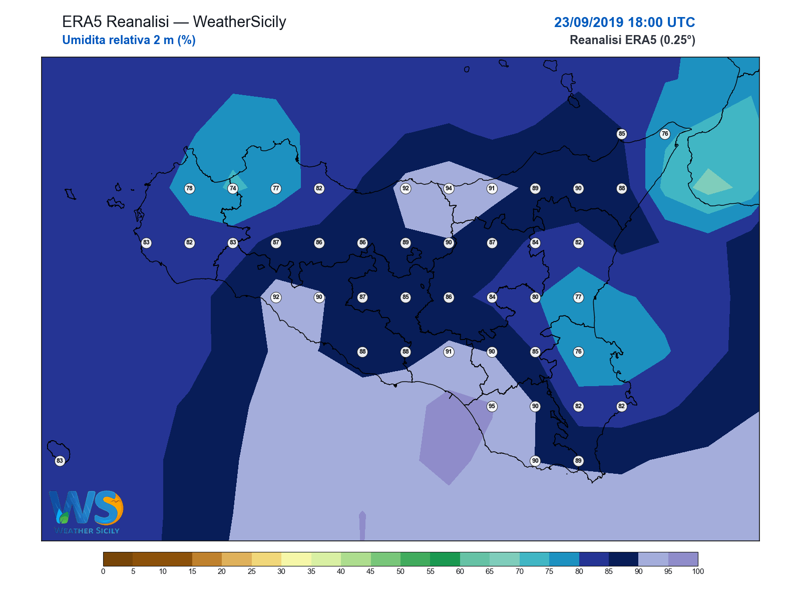 Umidità relativa 2 m · 2019092318