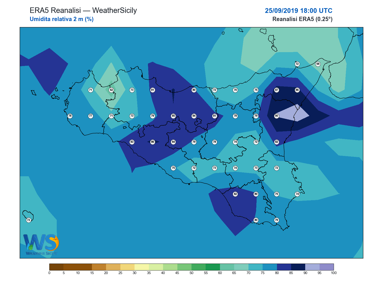 Umidità relativa 2 m · 2019092518