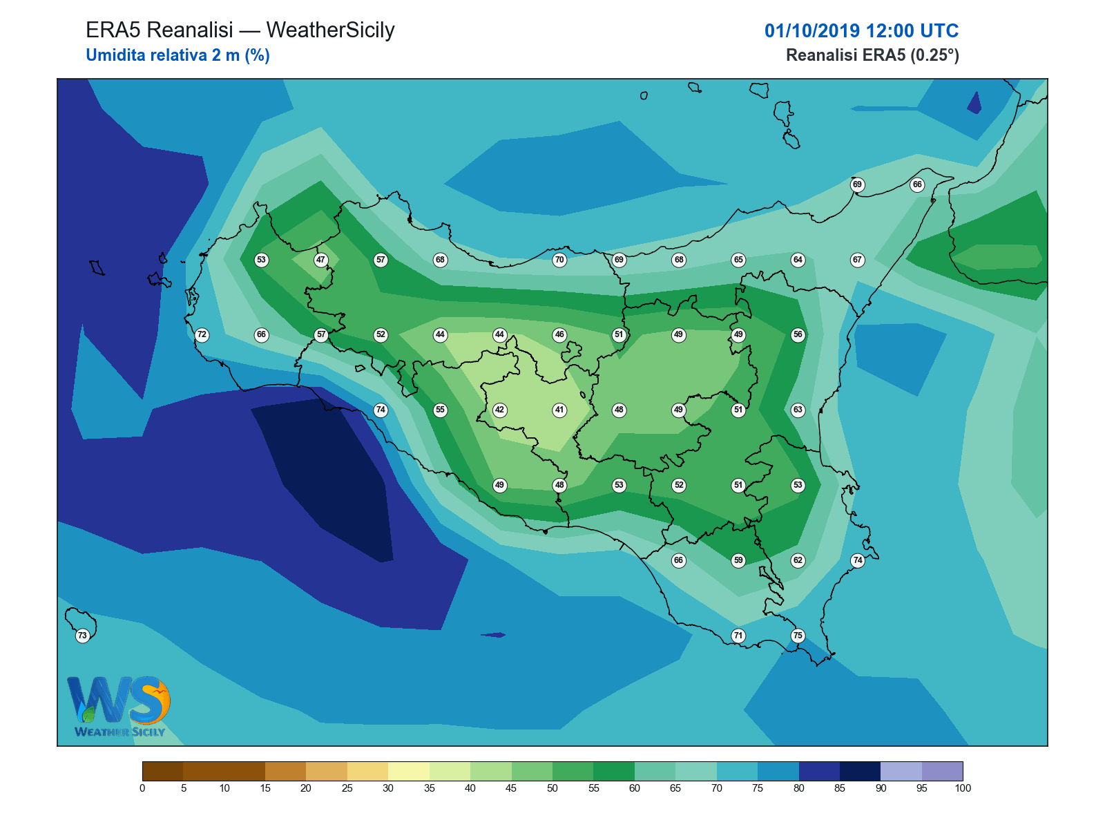 Umidità relativa 2 m · 2019100112