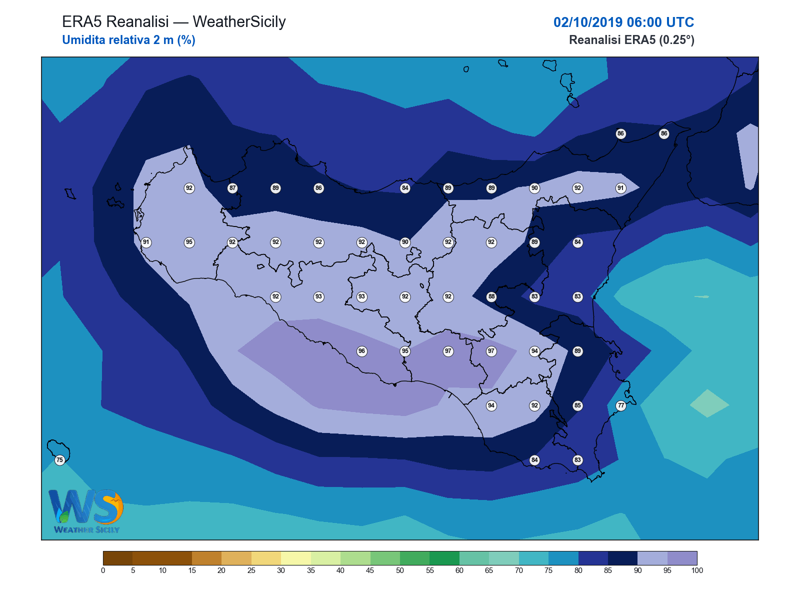 Umidità relativa 2 m · 2019100206