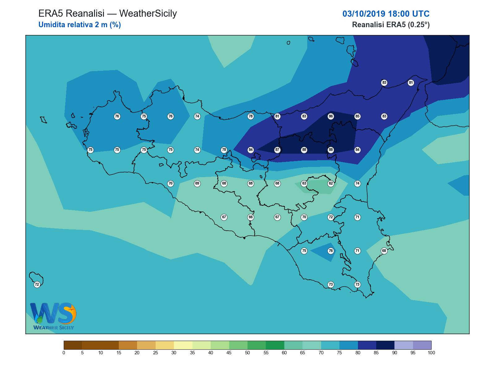 Umidità relativa 2 m · 2019100318