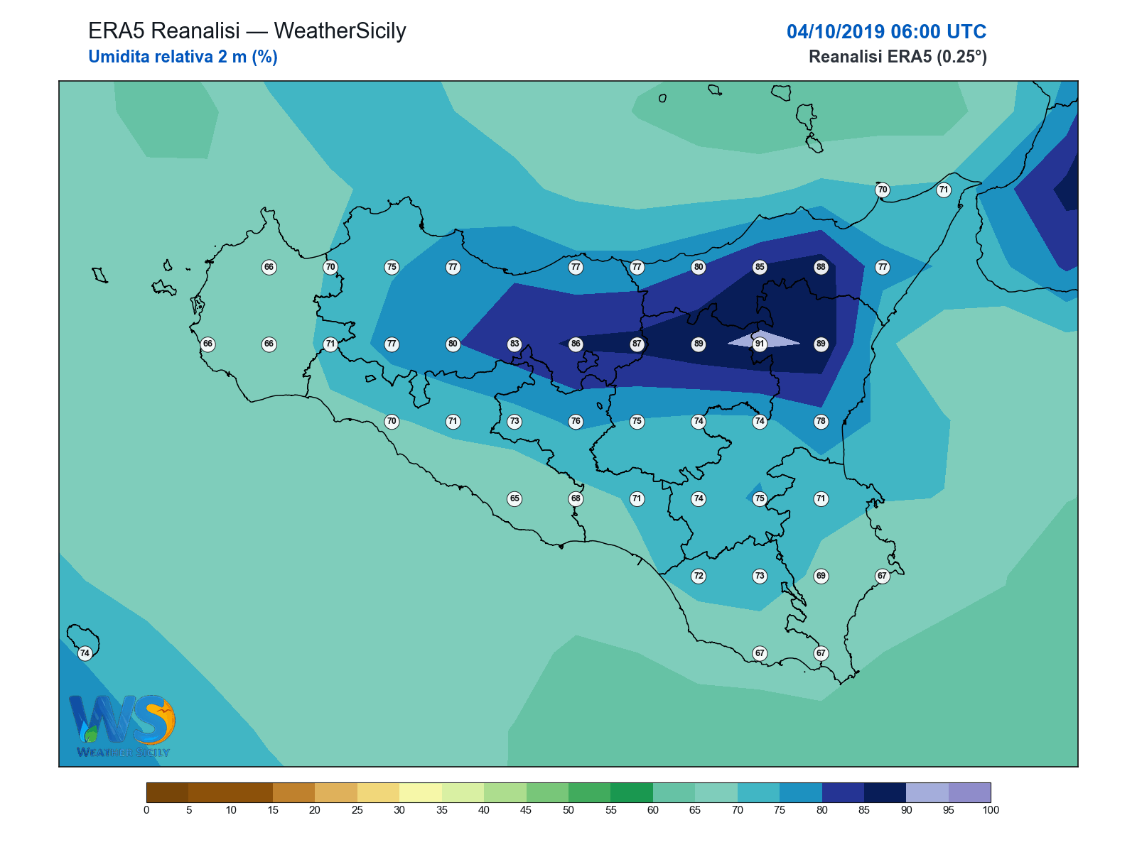 Umidità relativa 2 m · 2019100406