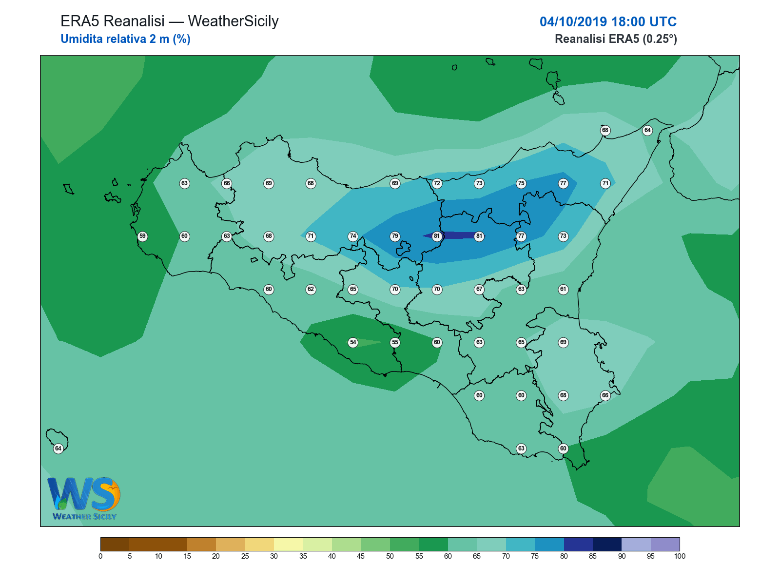Umidità relativa 2 m · 2019100418