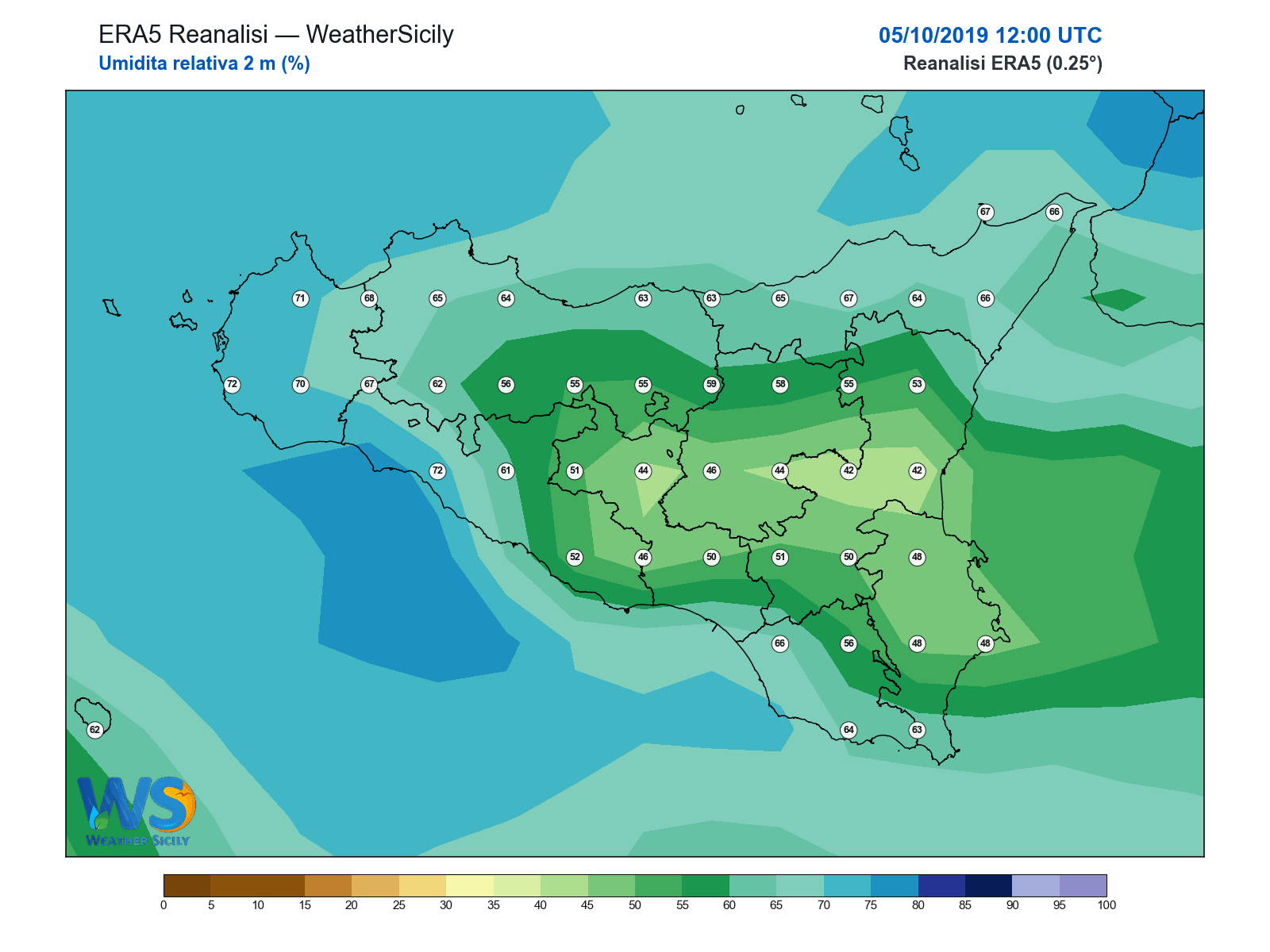 Umidità relativa 2 m · 2019100512