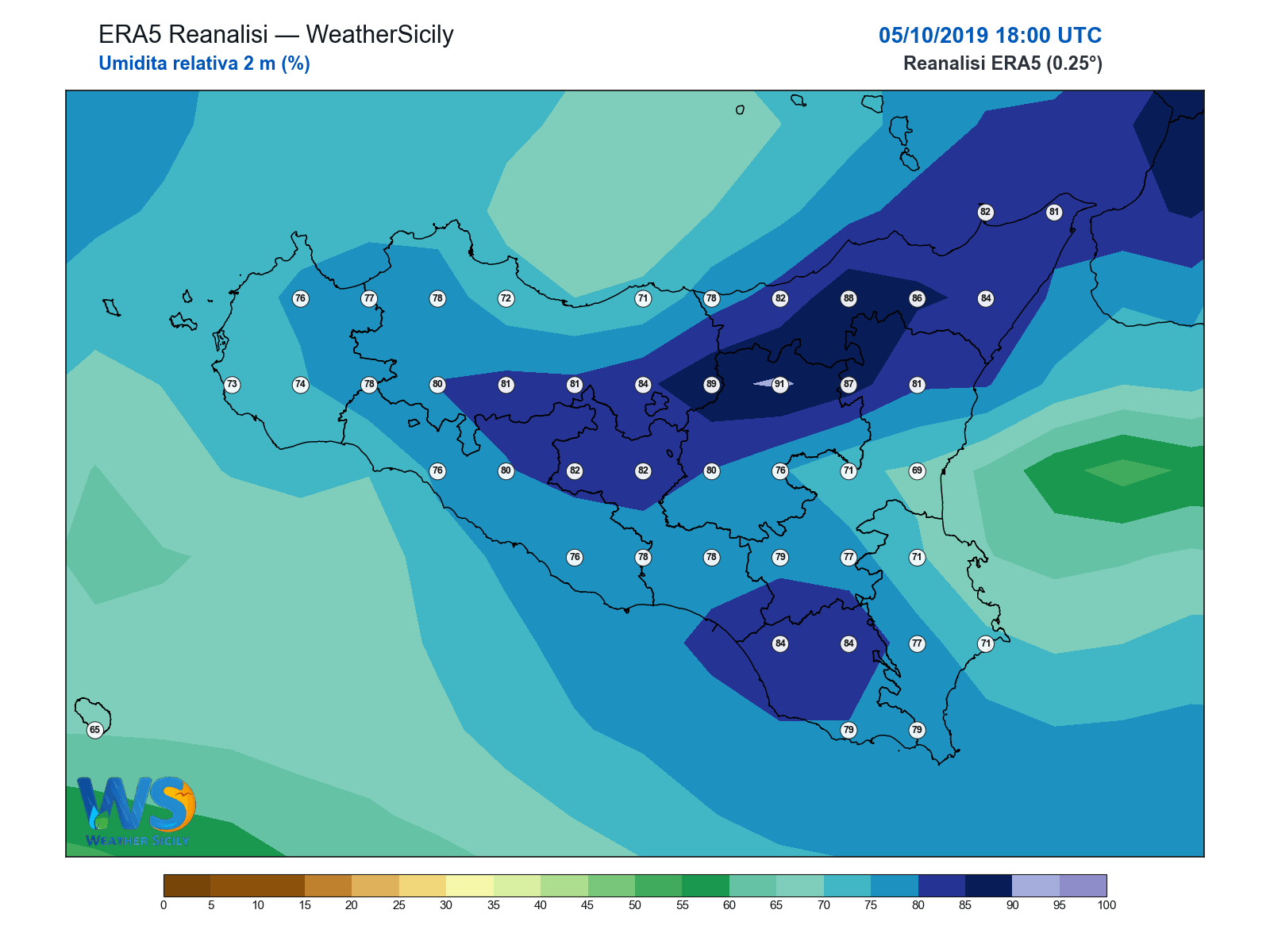 Umidità relativa 2 m · 2019100518