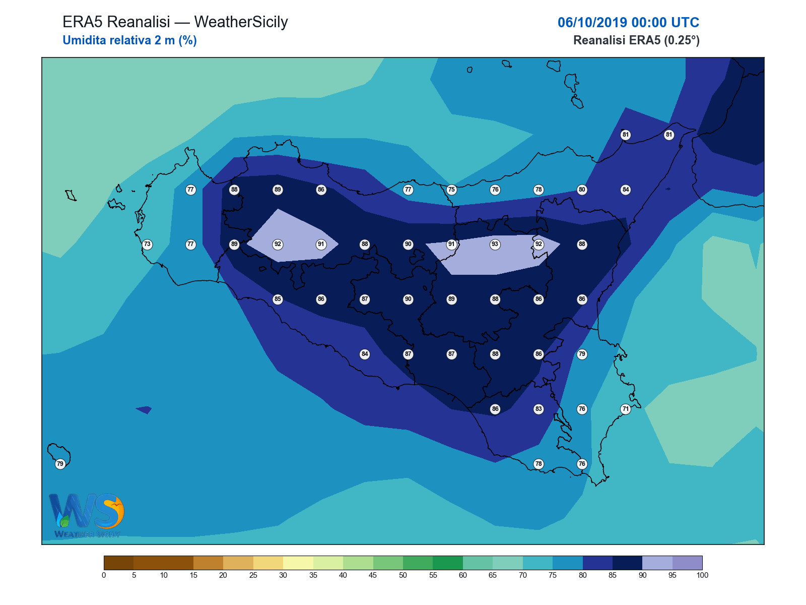 Umidità relativa 2 m · 2019100600