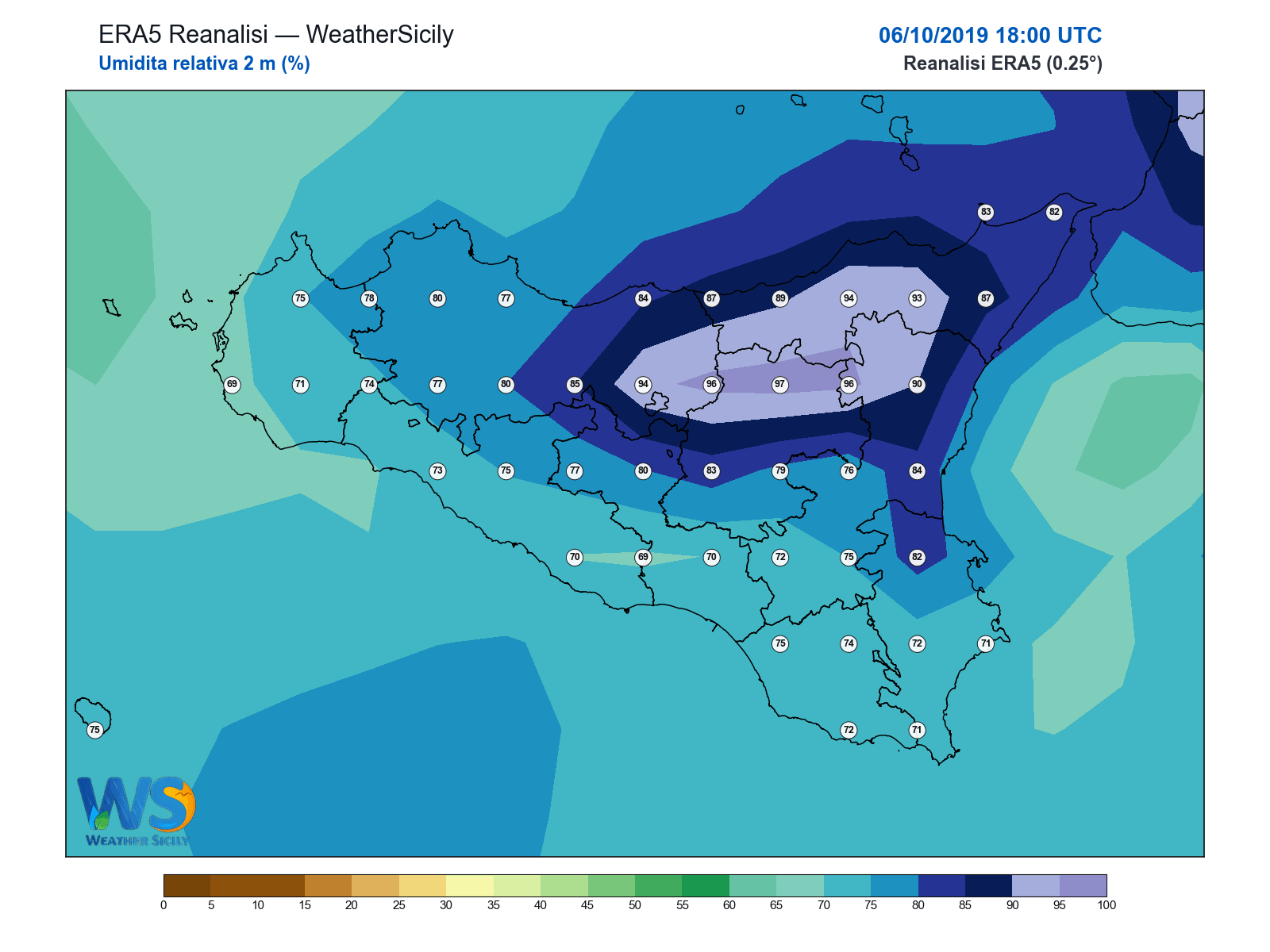 Umidità relativa 2 m · 2019100618