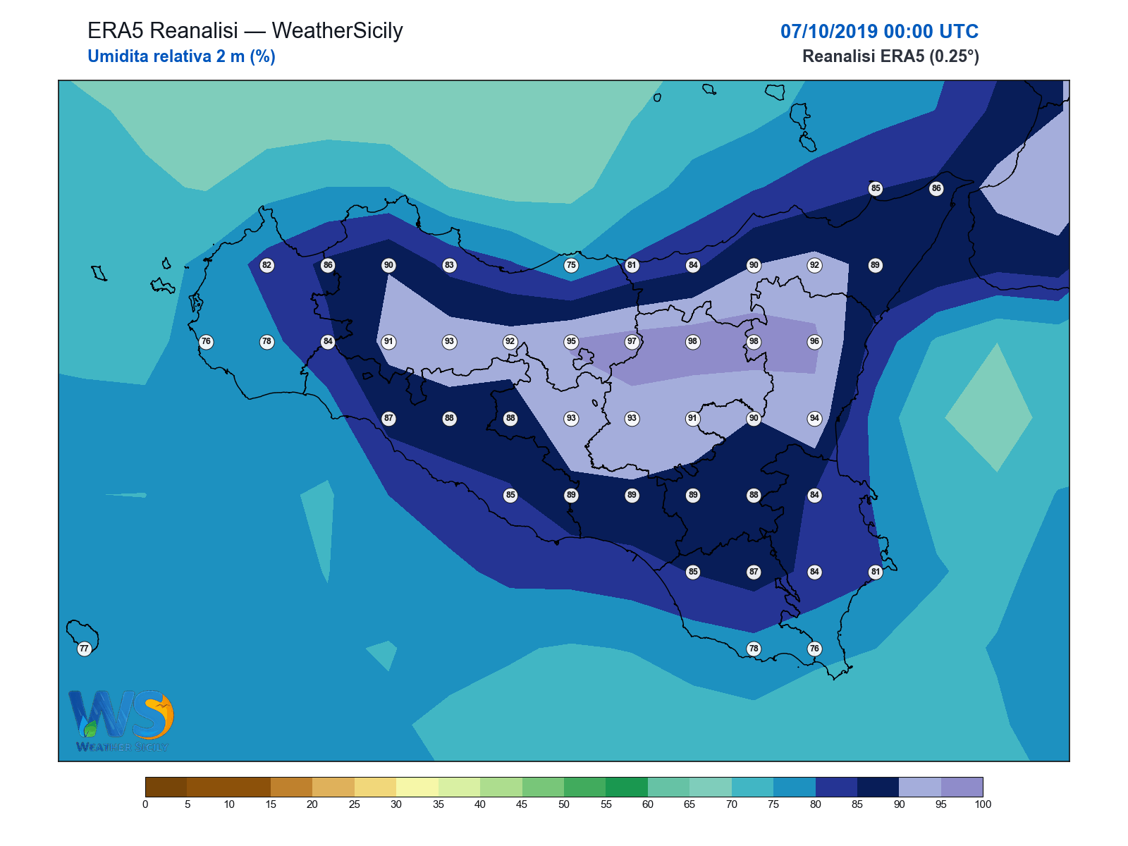 Umidità relativa 2 m · 2019100700