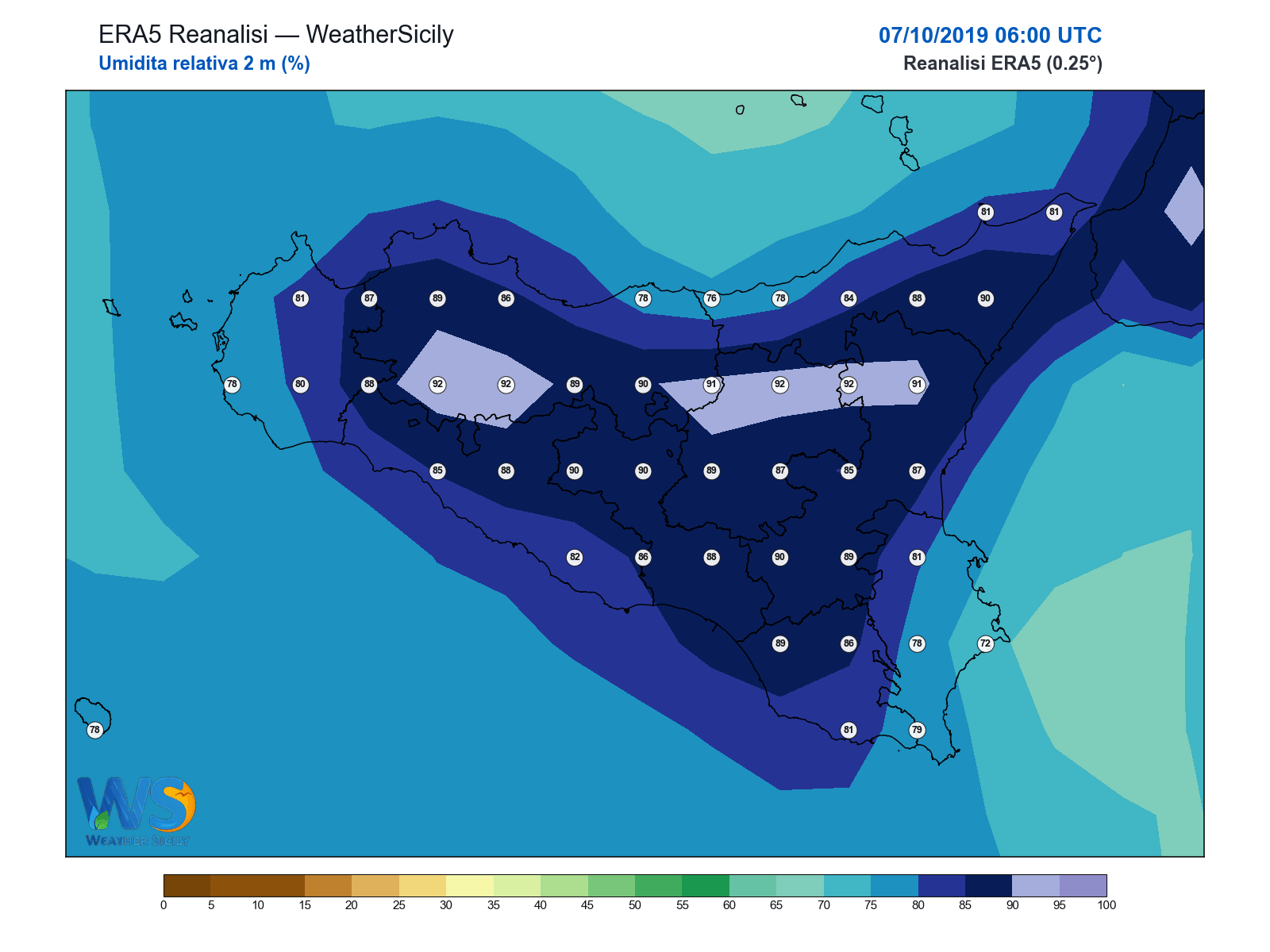 Umidità relativa 2 m · 2019100706