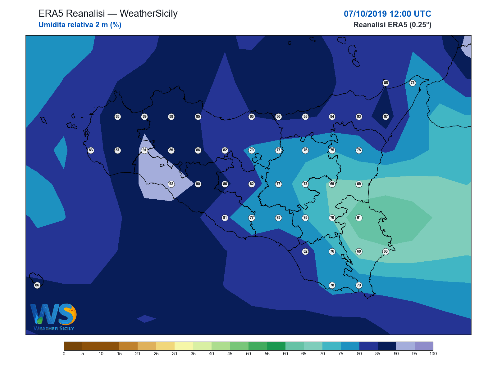 Umidità relativa 2 m · 2019100712