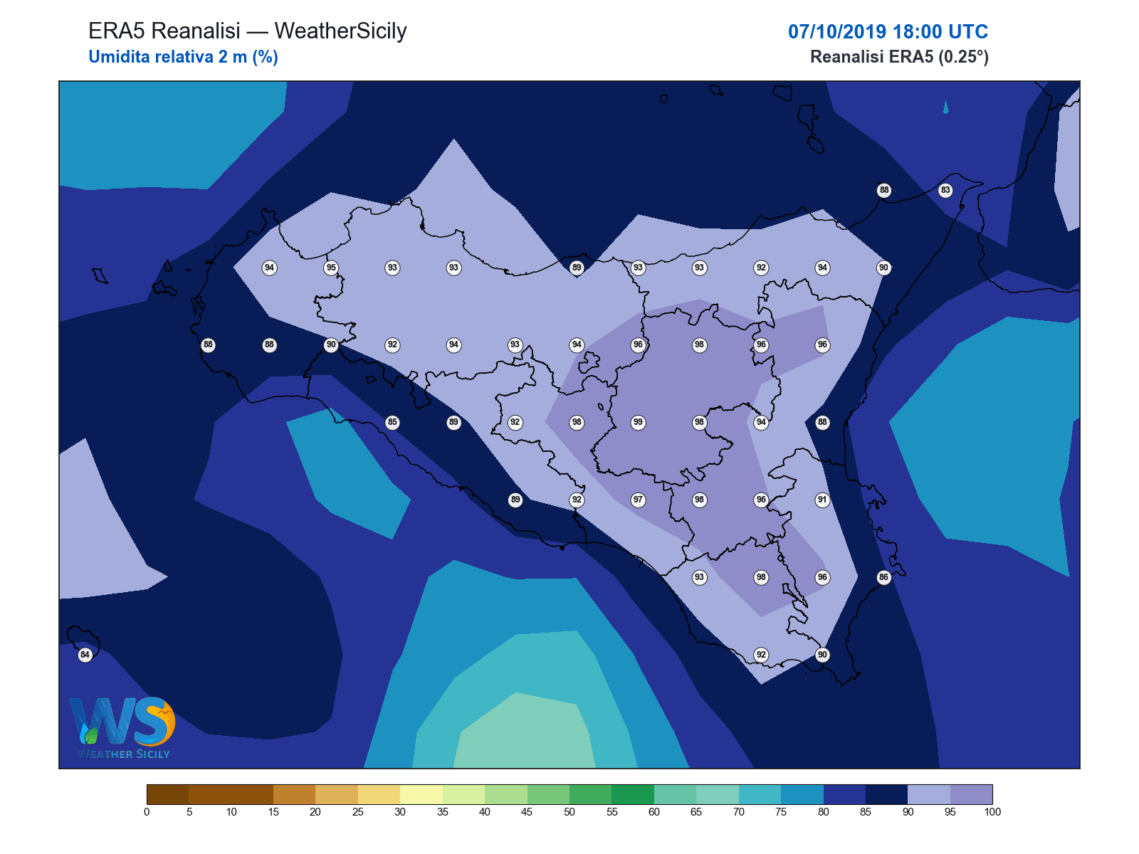 Umidità relativa 2 m · 2019100718