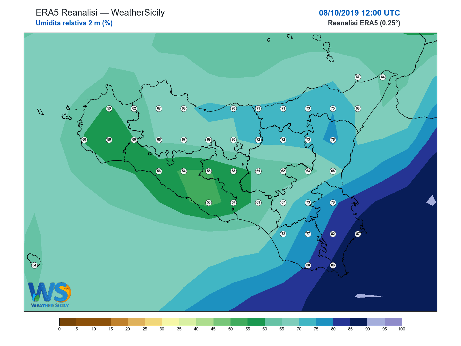 Umidità relativa 2 m · 2019100812