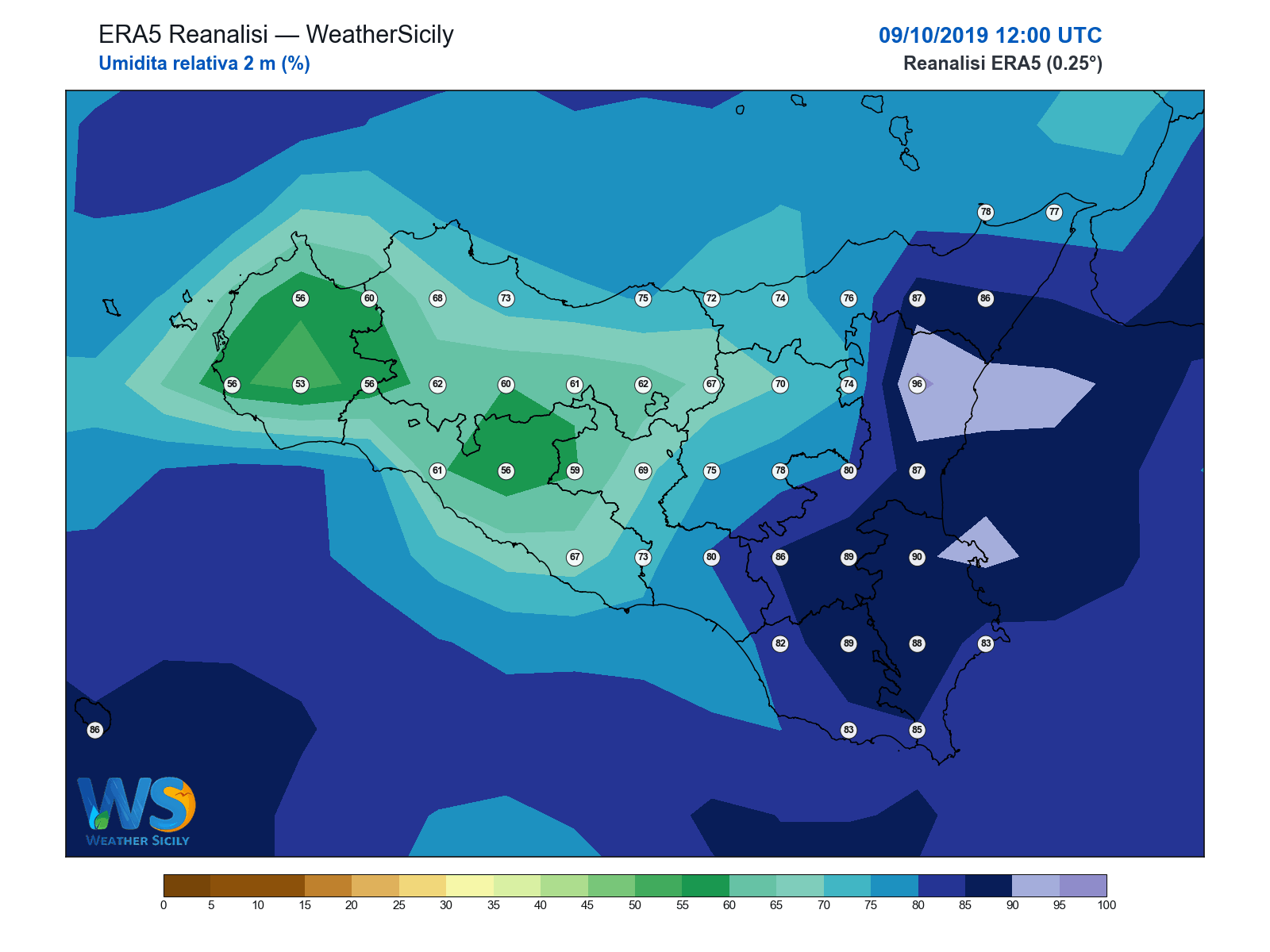 Umidità relativa 2 m · 2019100912