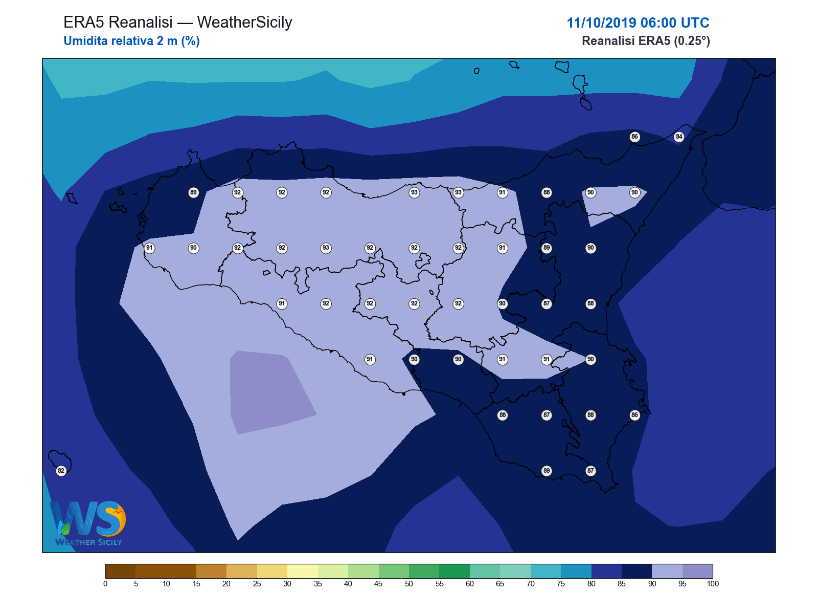 Umidità relativa 2 m · 2019101106