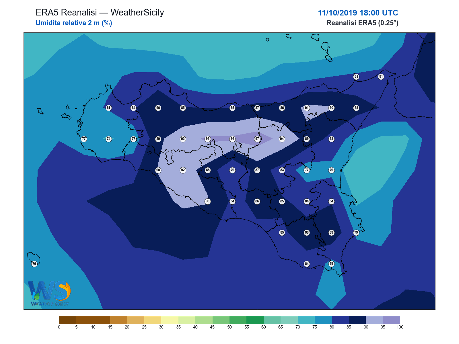 Umidità relativa 2 m · 2019101118