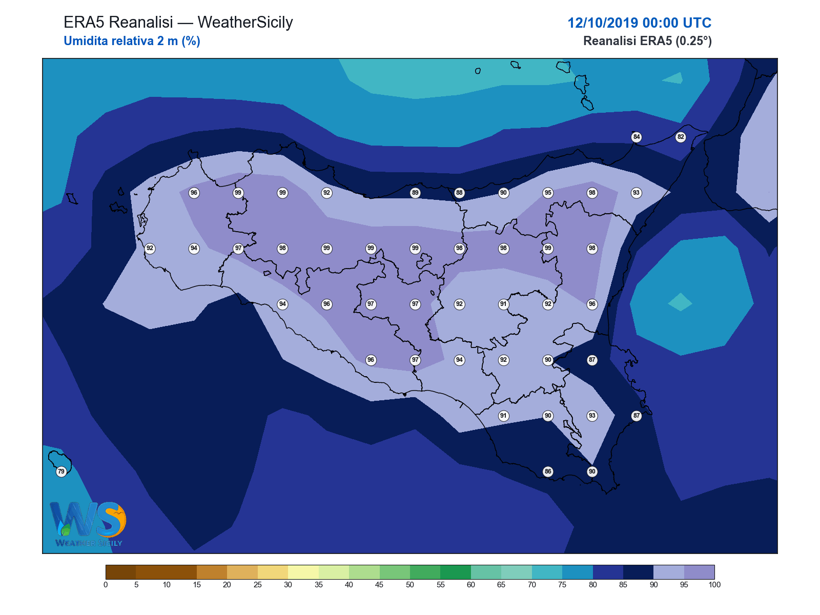 Umidità relativa 2 m · 2019101200