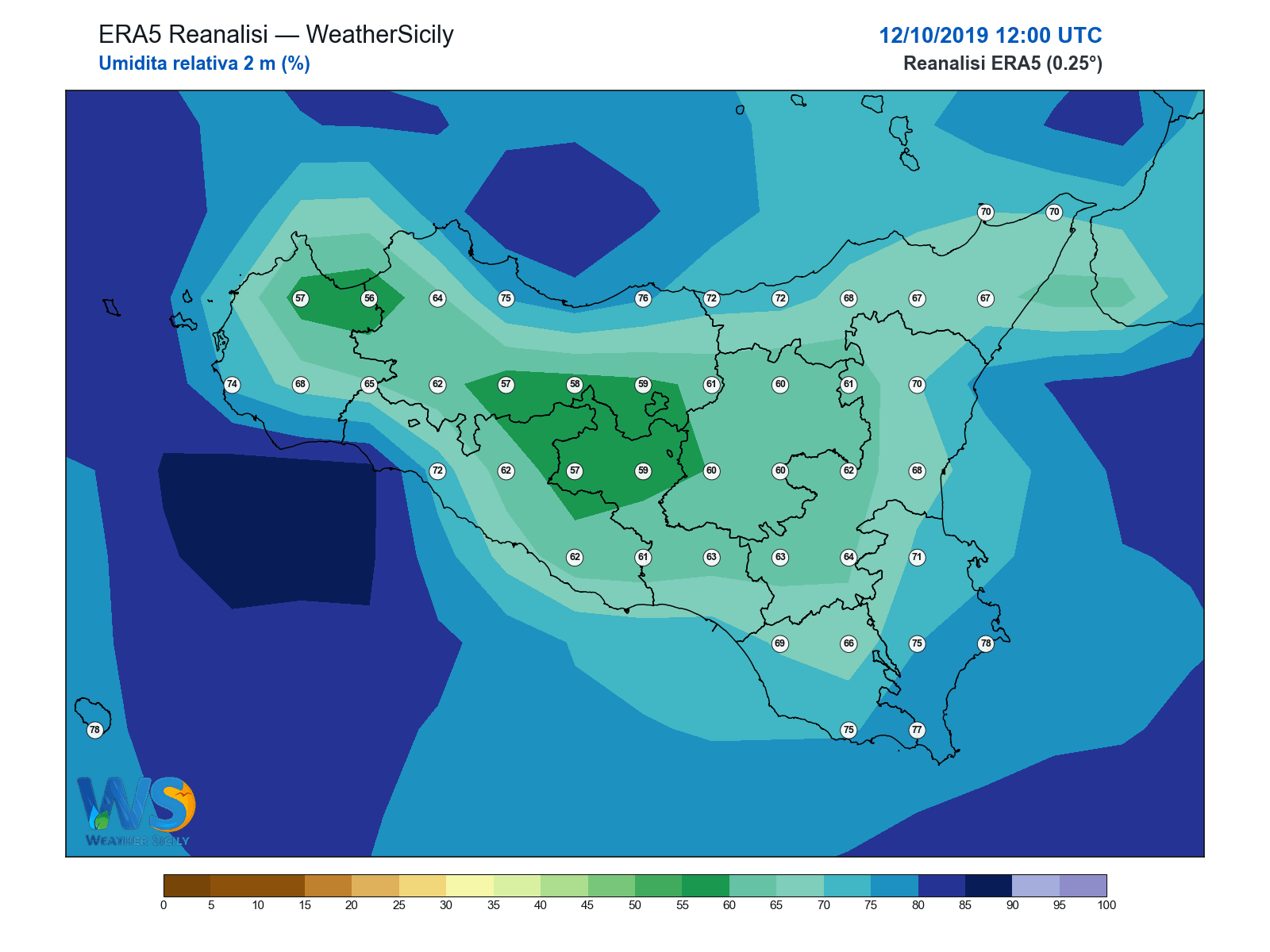 Umidità relativa 2 m · 2019101212